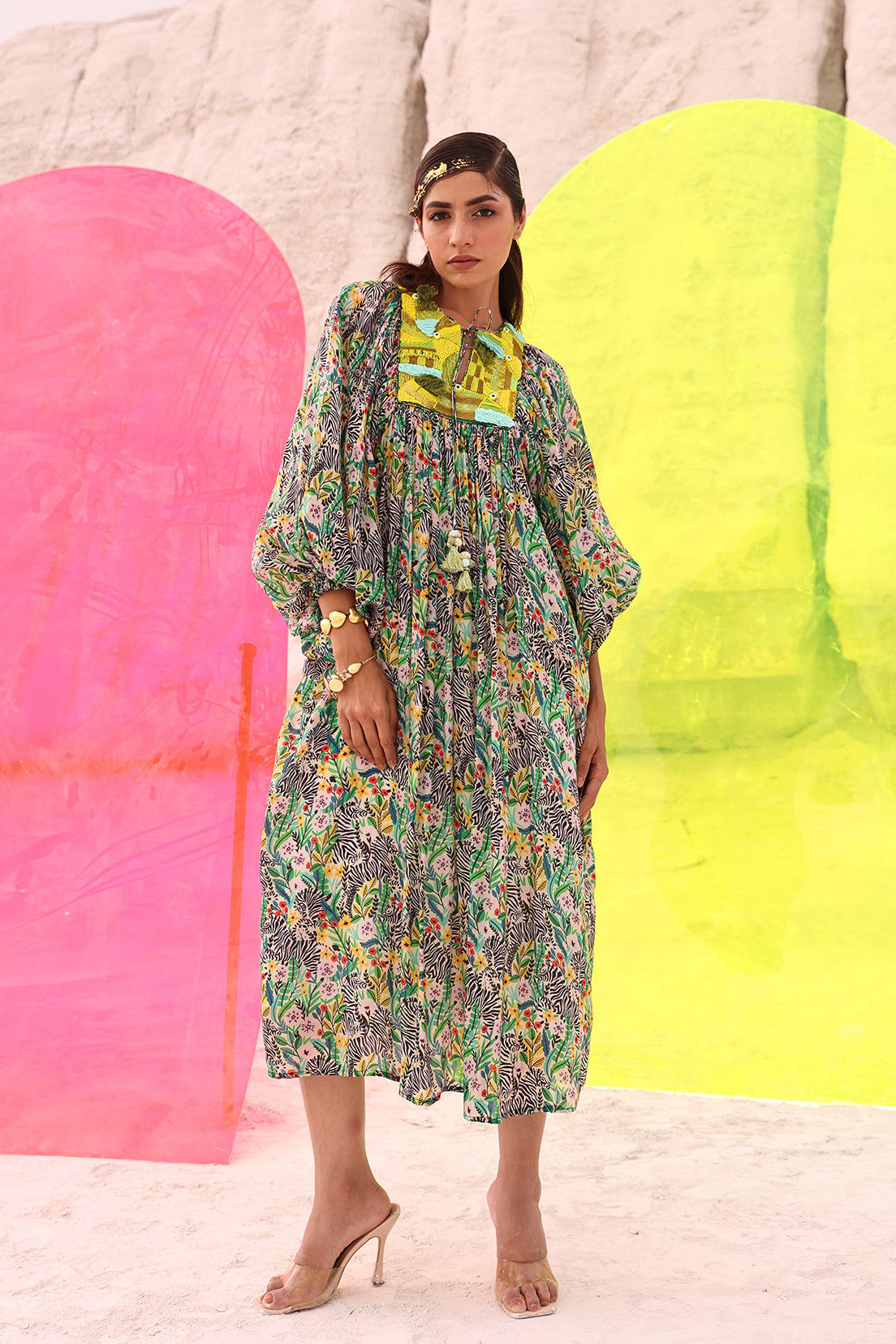 Zebrula Yoke Gather - Dress