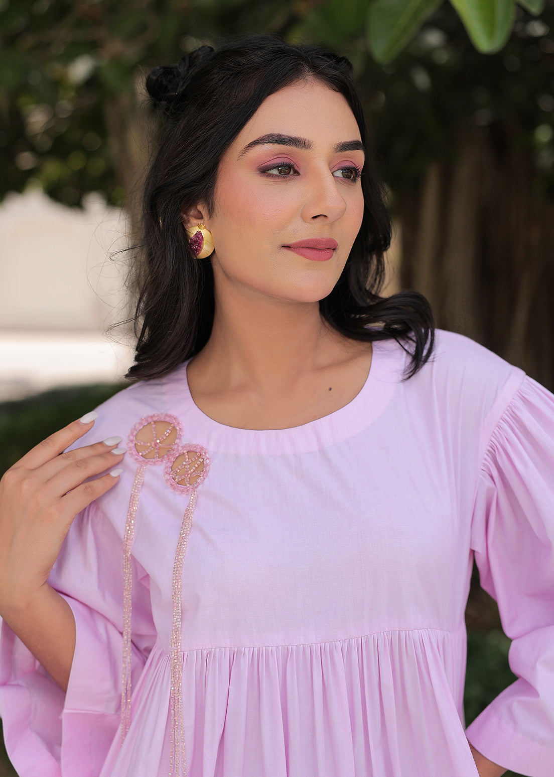 Circular Web Yoke Gather - Dress