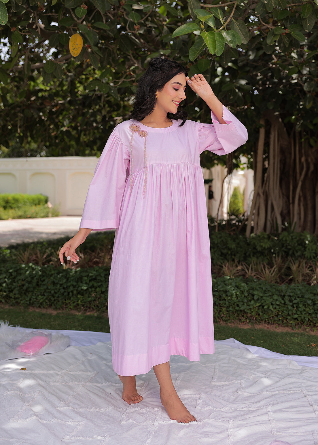 Circular Web Yoke Gather - Dress