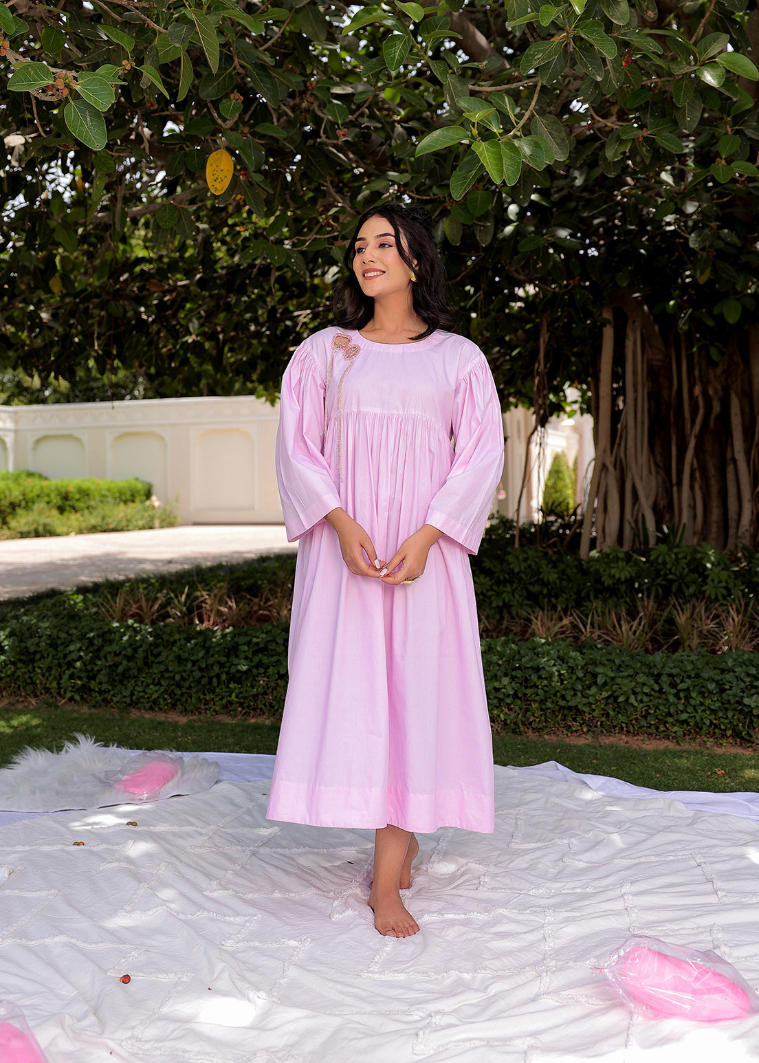 Circular Web Yoke Gather - Dress