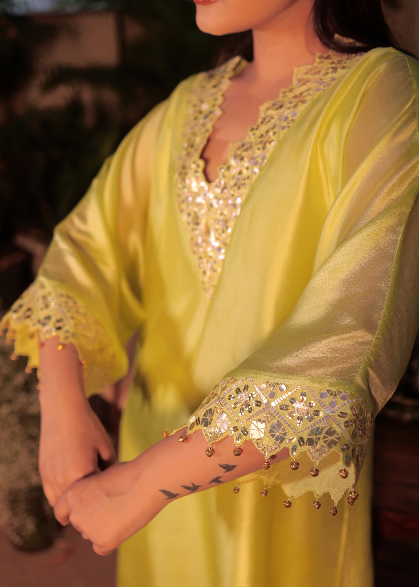 Shadow Foil Kaaftan - Kurta Set