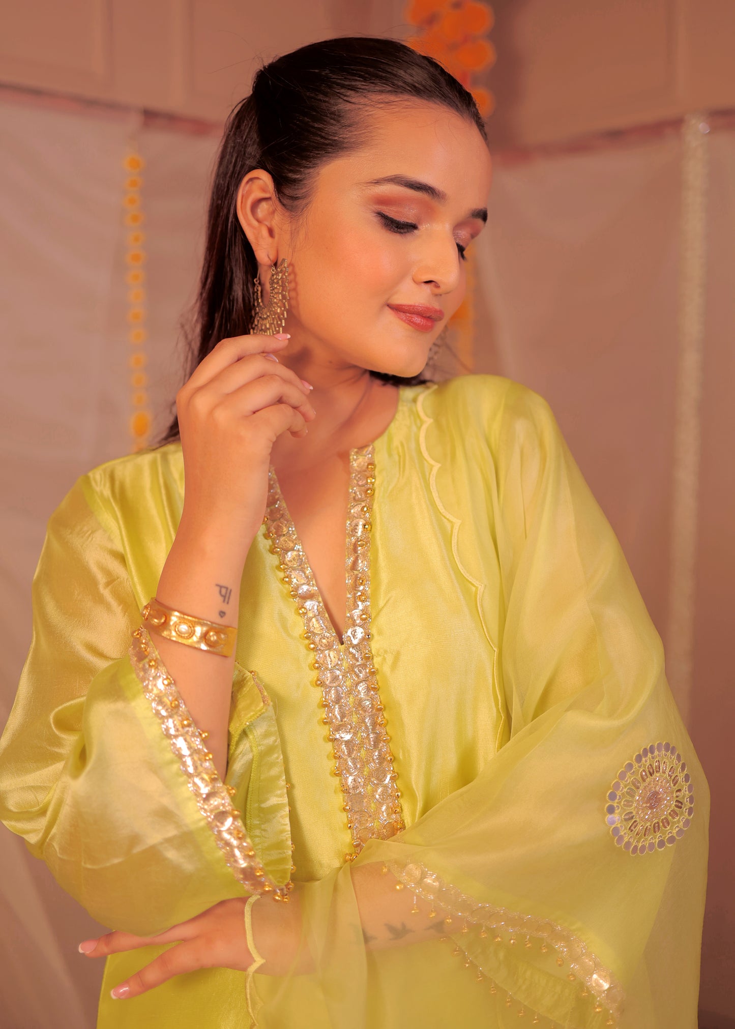 Phulkari Hariyali Laddoo-Suit Set