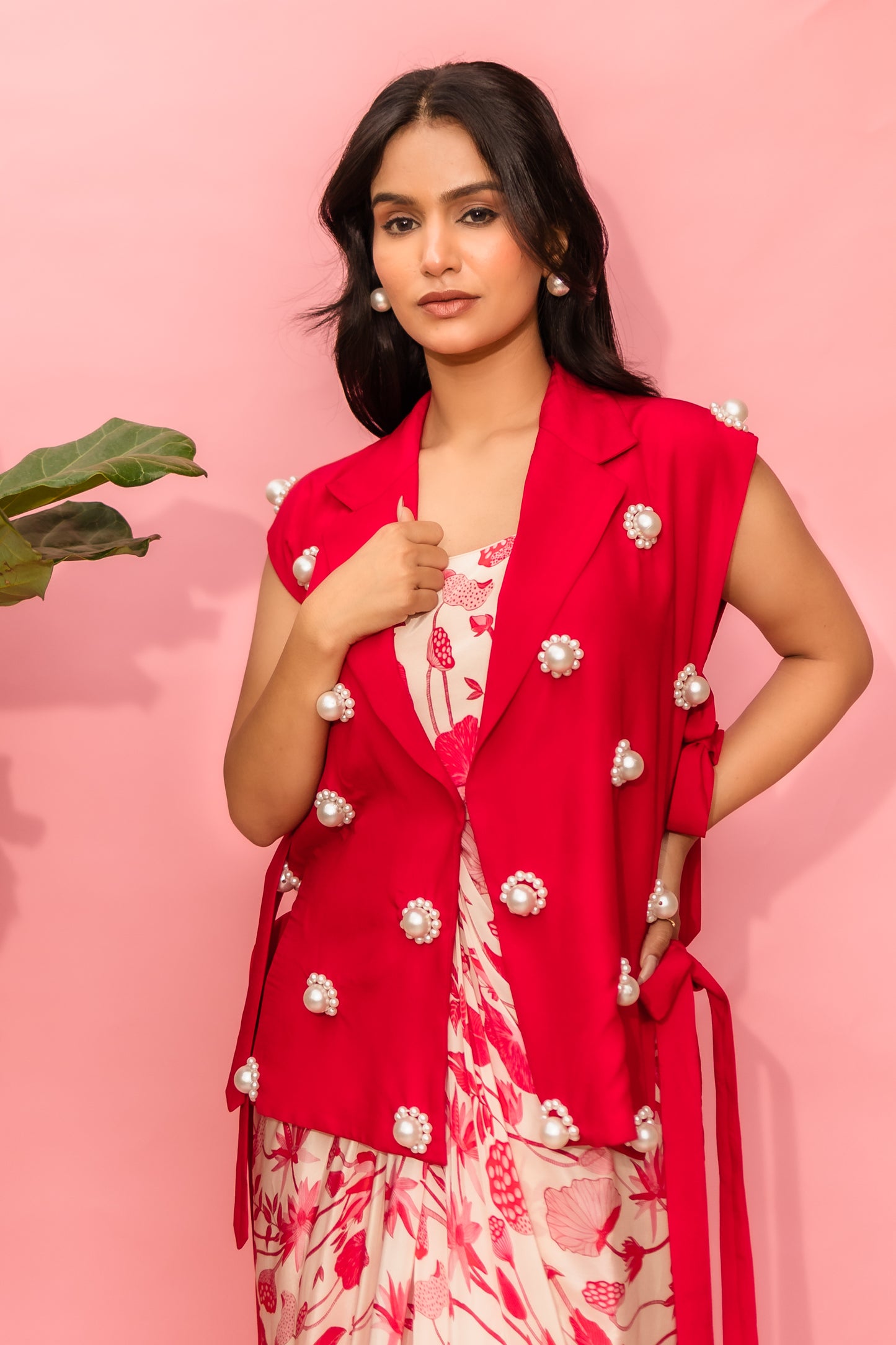 Blush Pod Drape Dress with Coat Capelet