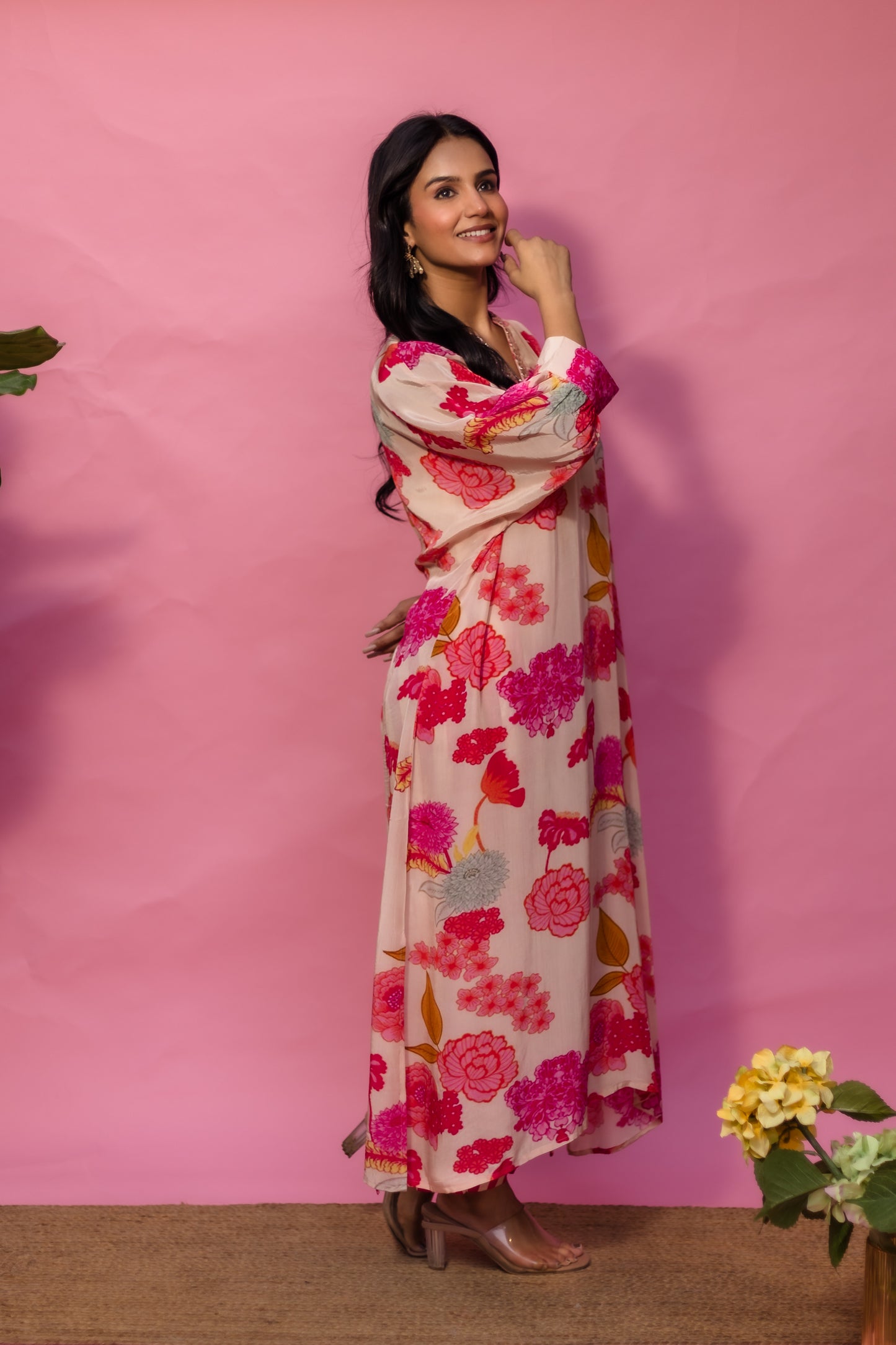 Peachy Bloom Boxy Kurta Set