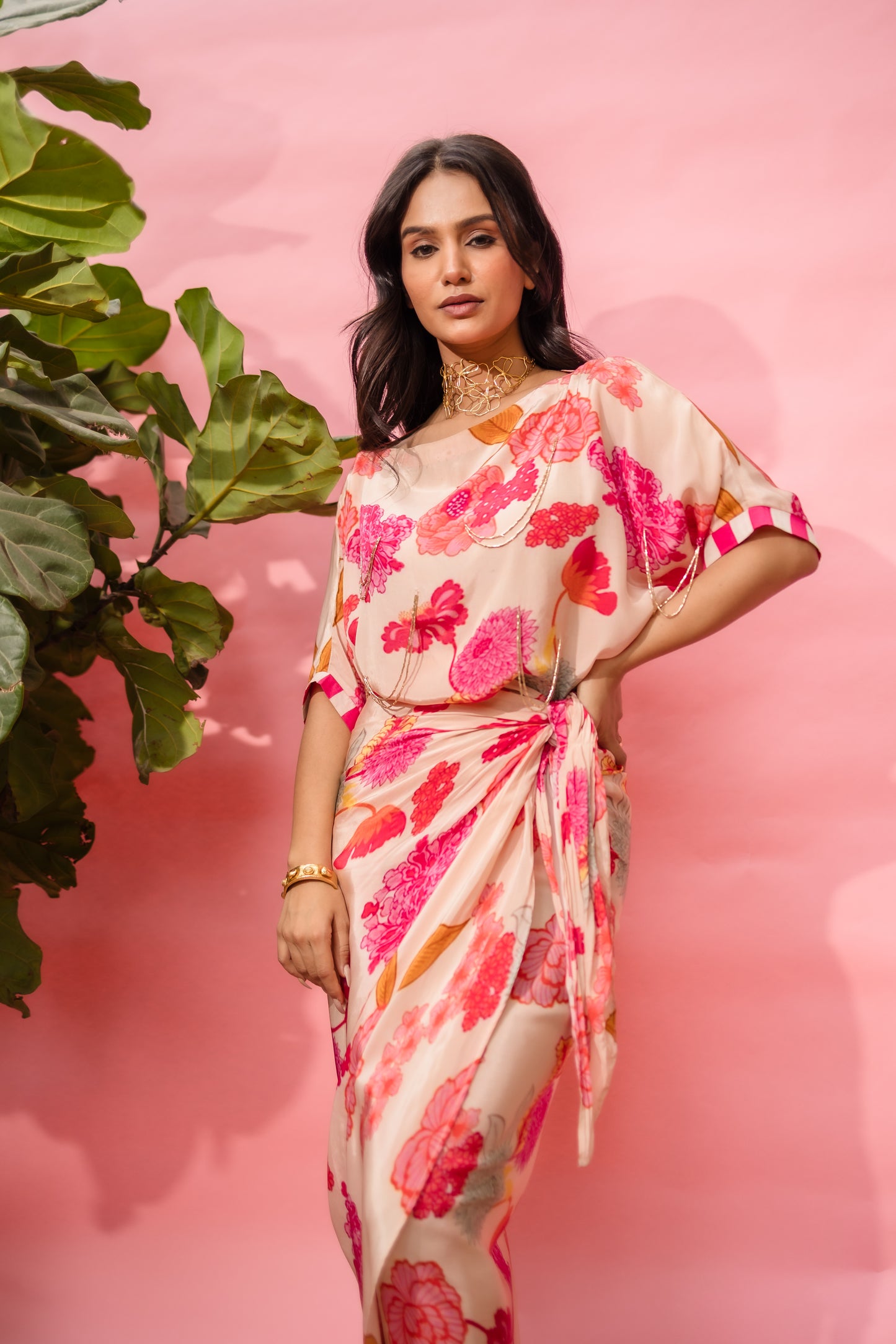 Peachy Bloom Wrap Around Dress