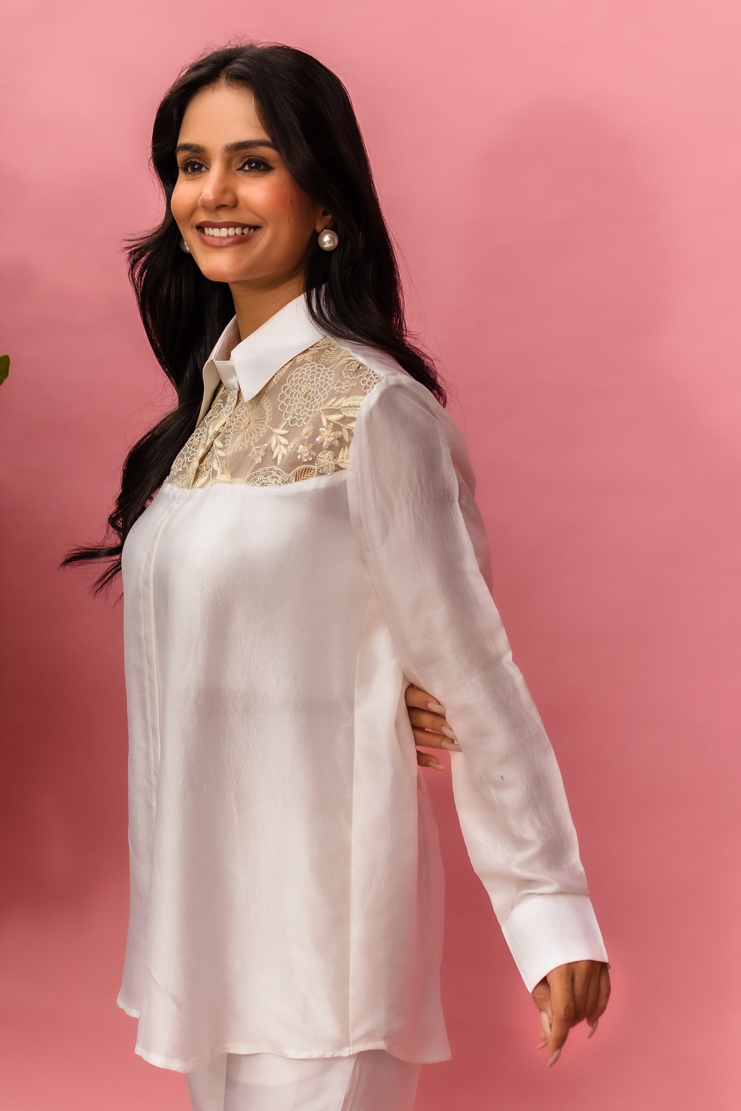 French Knot Moti Yoke Shirt Set