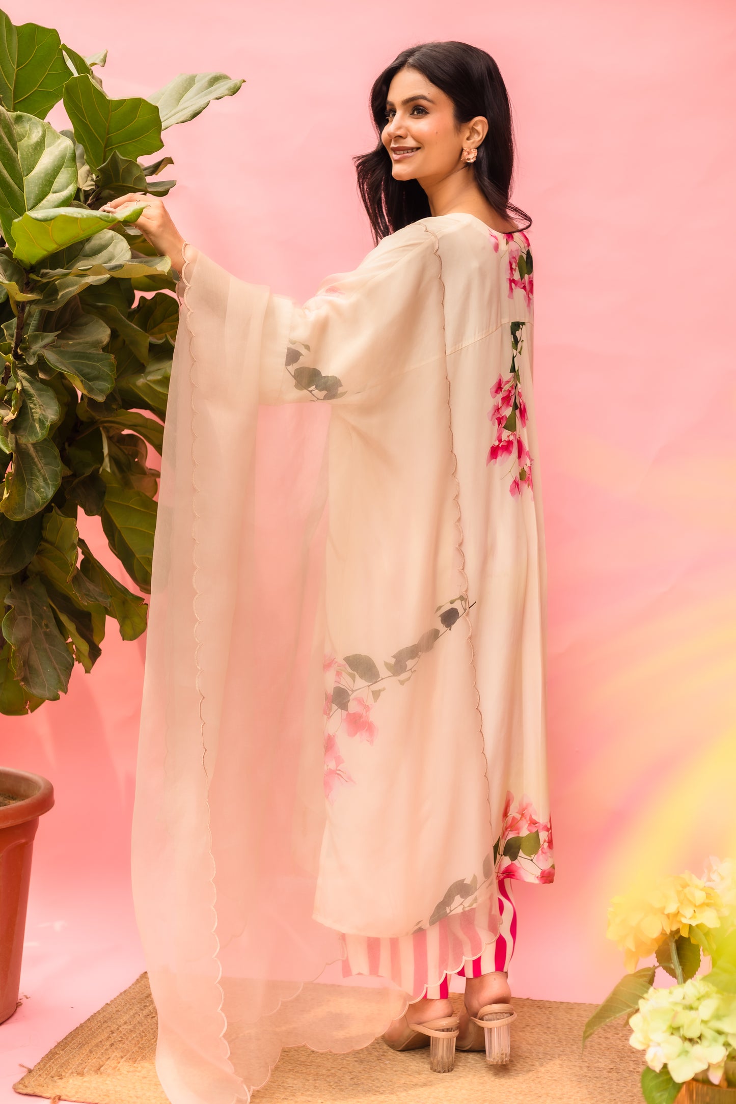 Bougain Breeze straight-cut kurta