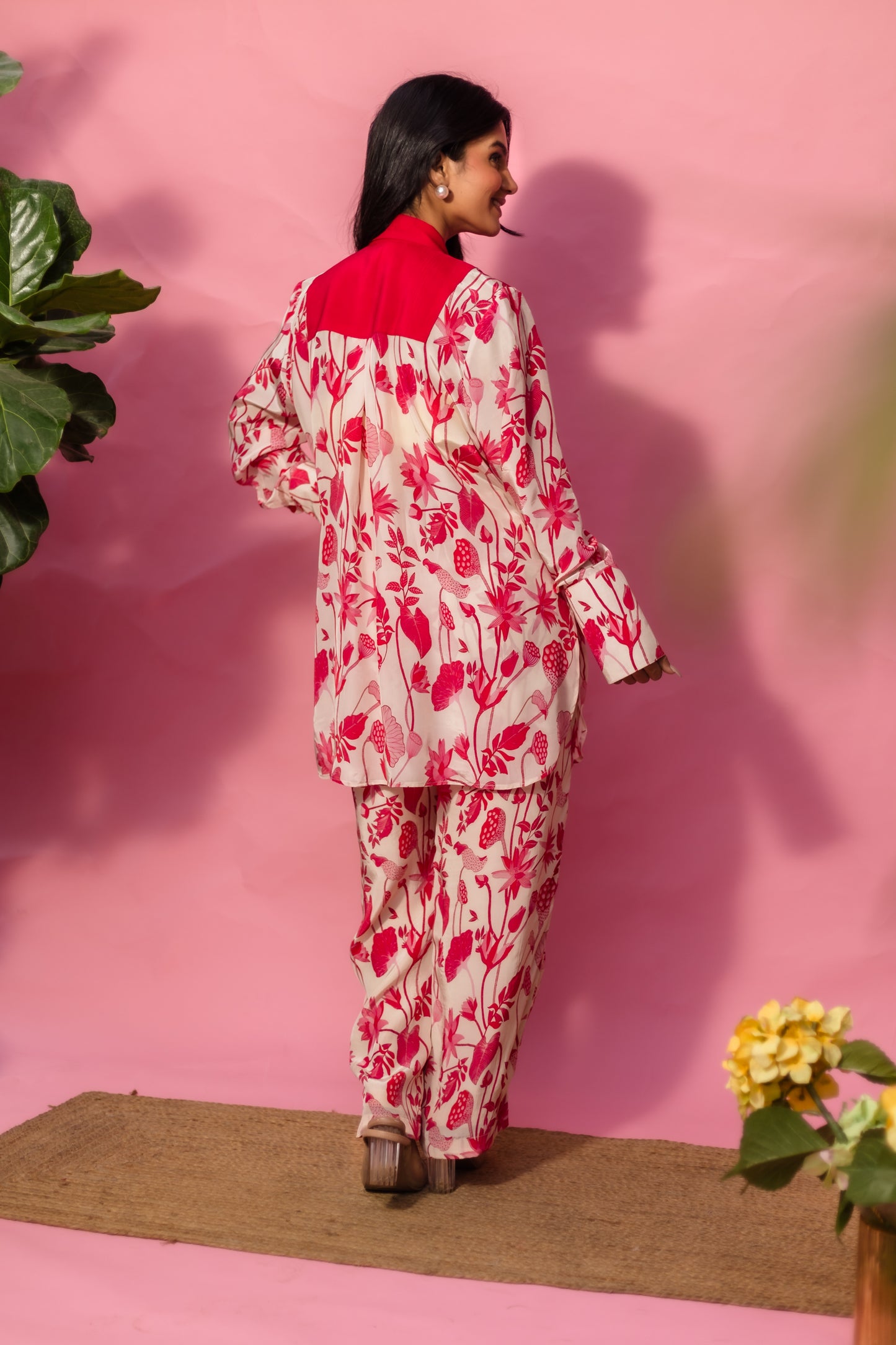 Blush Pod Half Coat Shirt With Pant