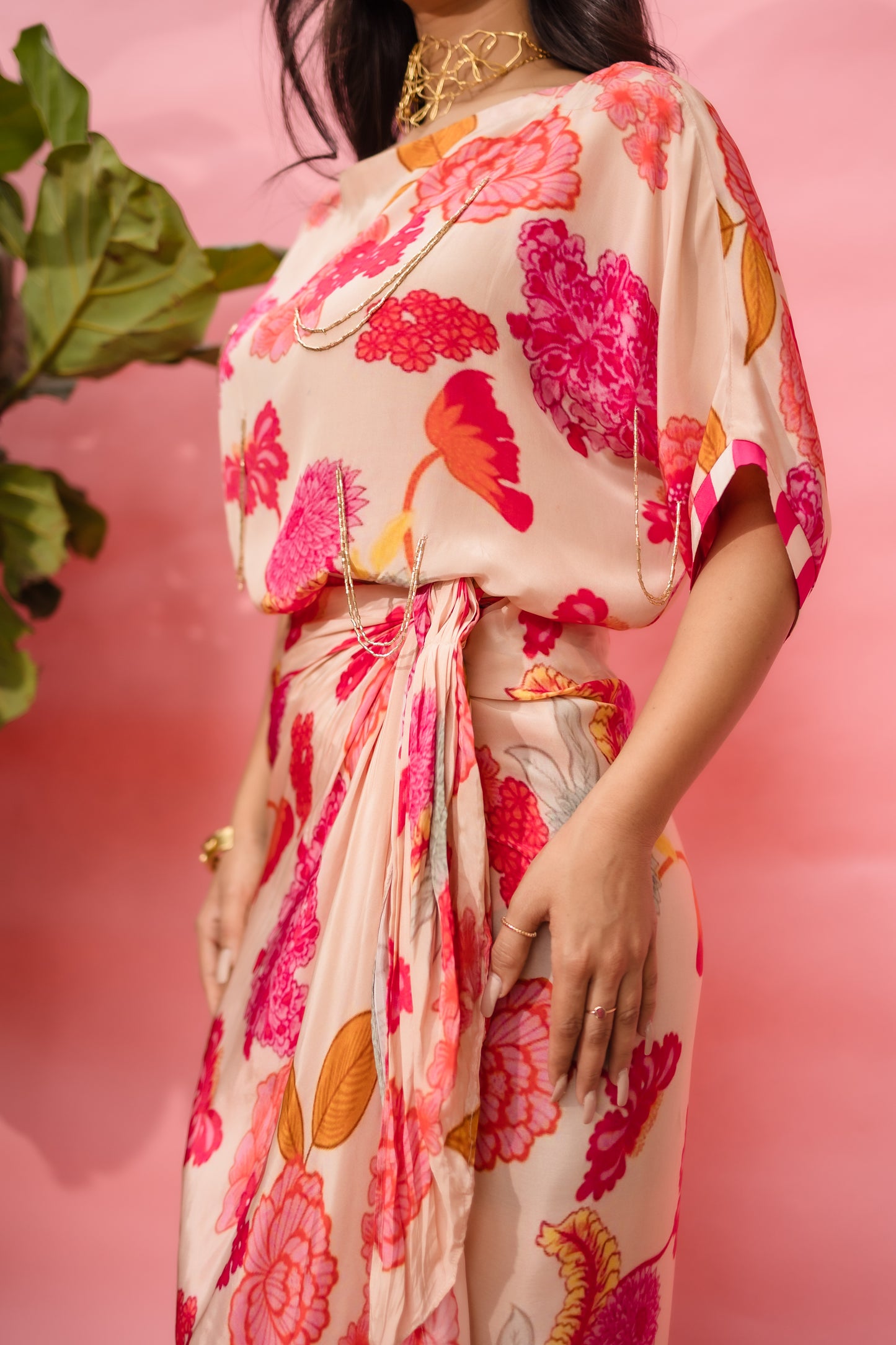 Peachy Bloom Wrap Around Dress