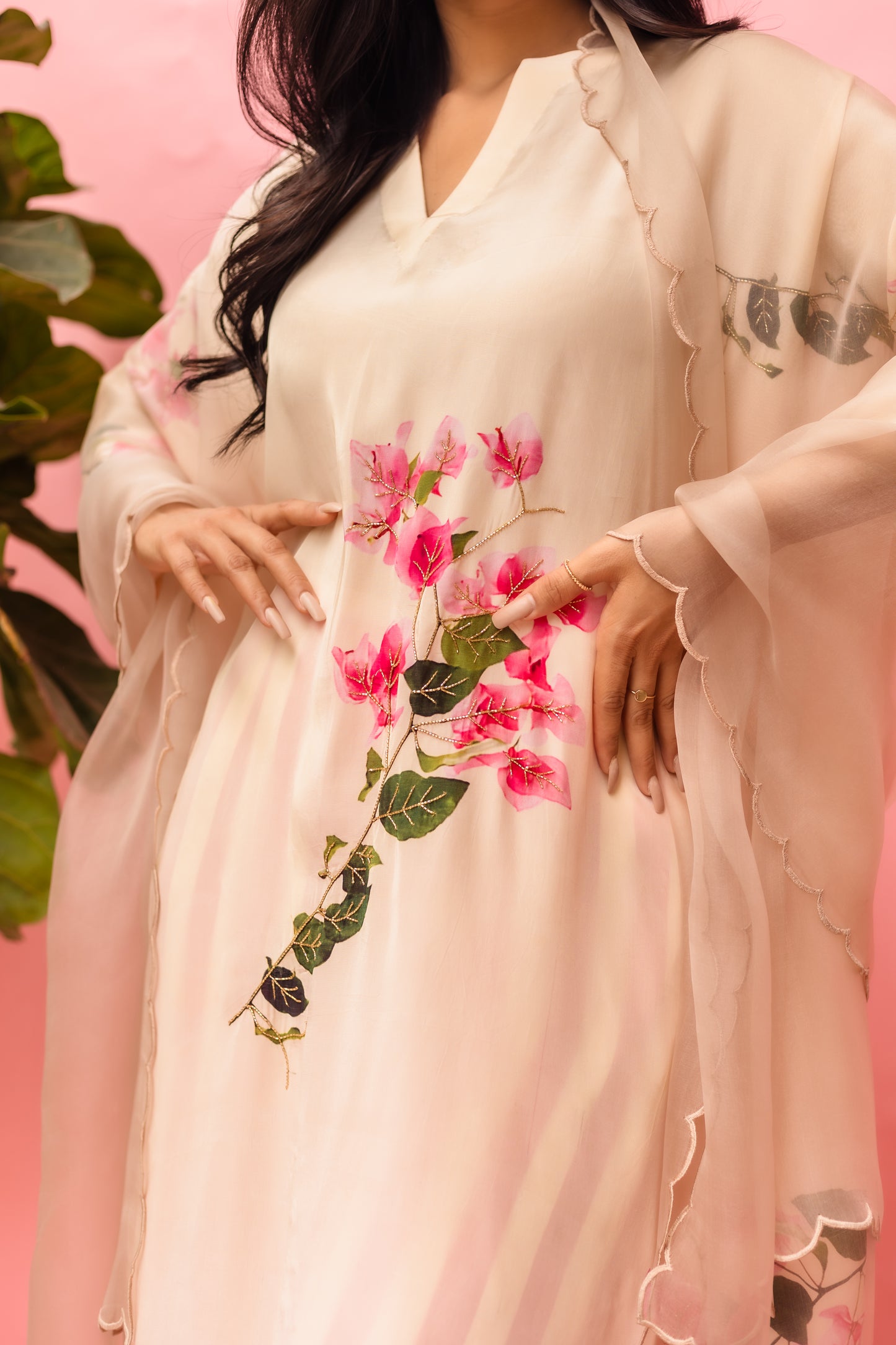 Bougain Breeze straight-cut kurta