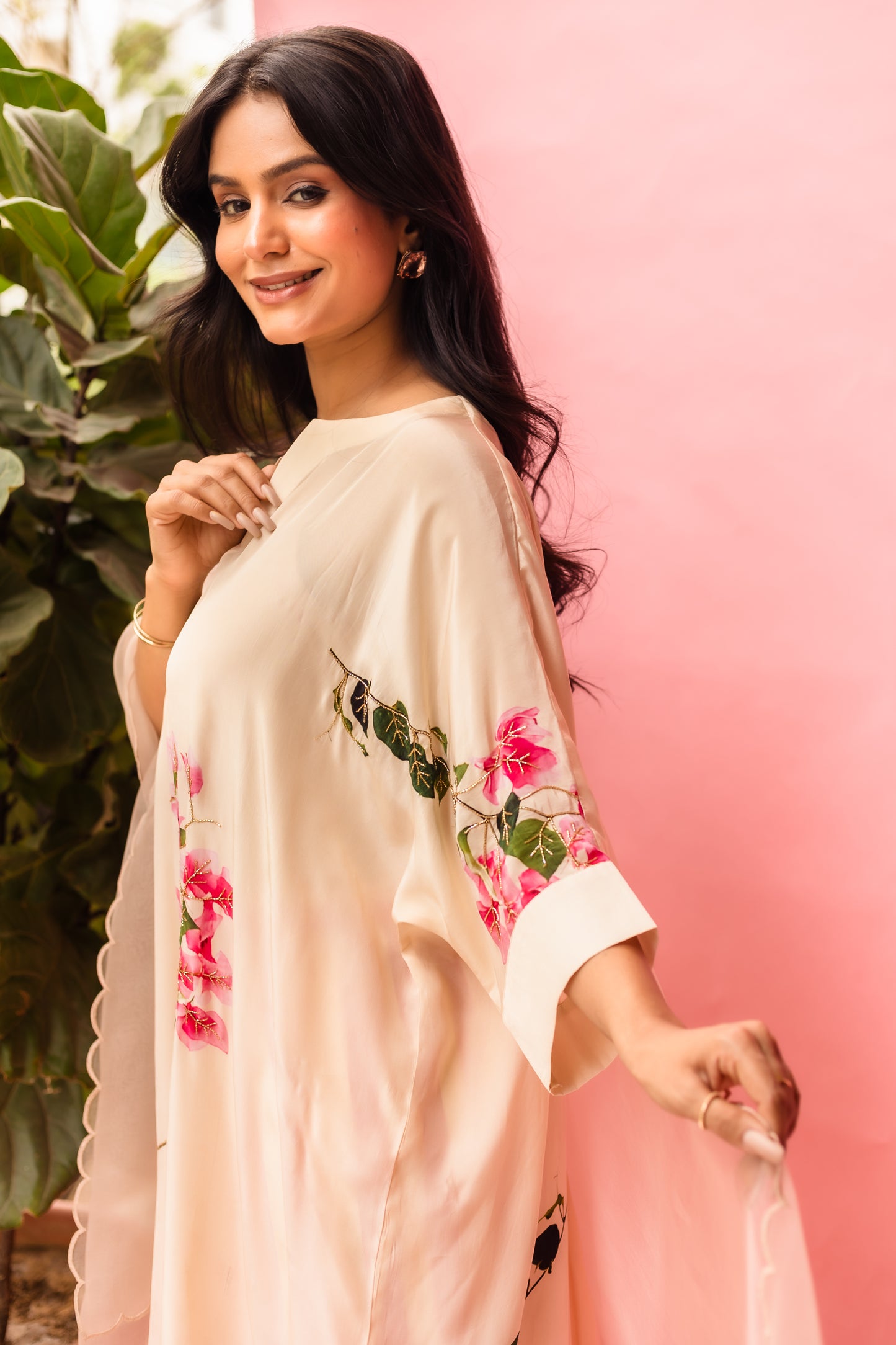 Bougain Breeze straight-cut kurta