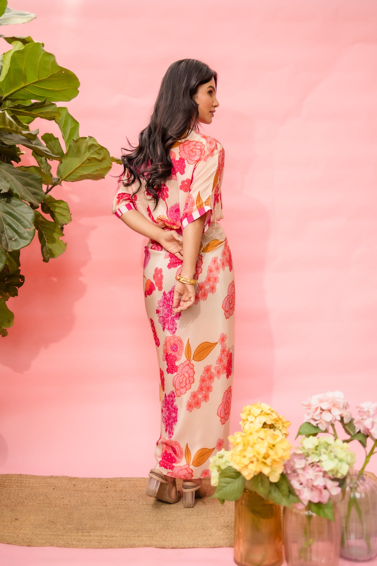 Peachy Bloom Wrap Around Dress