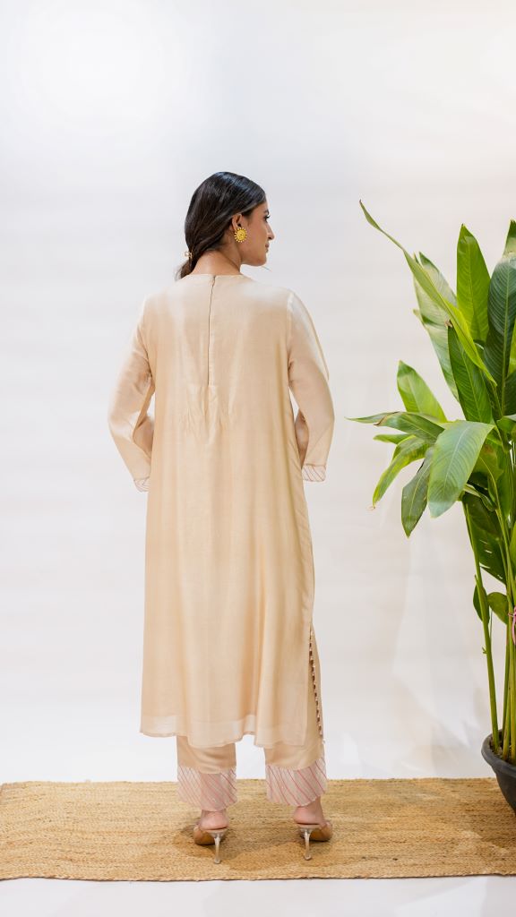 Red Cardinal Long V Neck Yoke KURTA W|D Pant And Dupatta