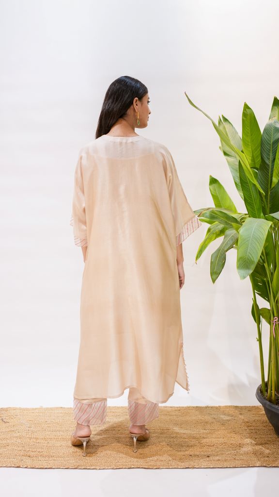 Red Cardinal V Neck Kaftan W/D Slip And Pant