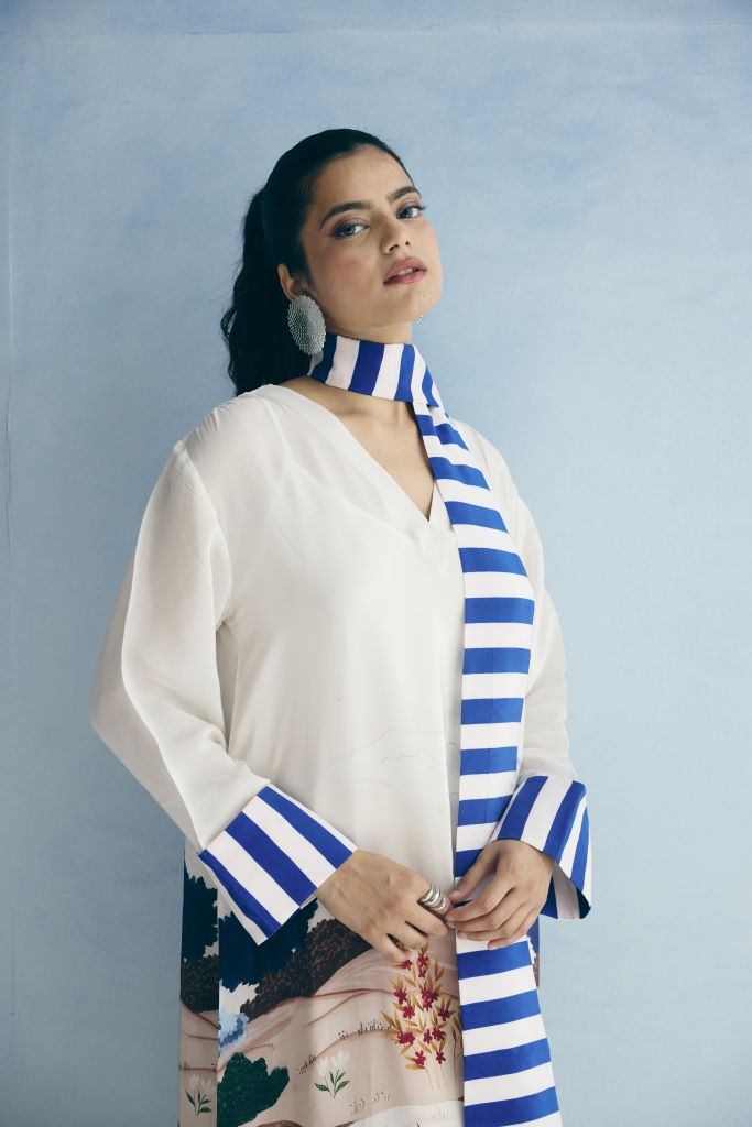 Blue Island Kaftan w/d Kaftan Slip & Scarf