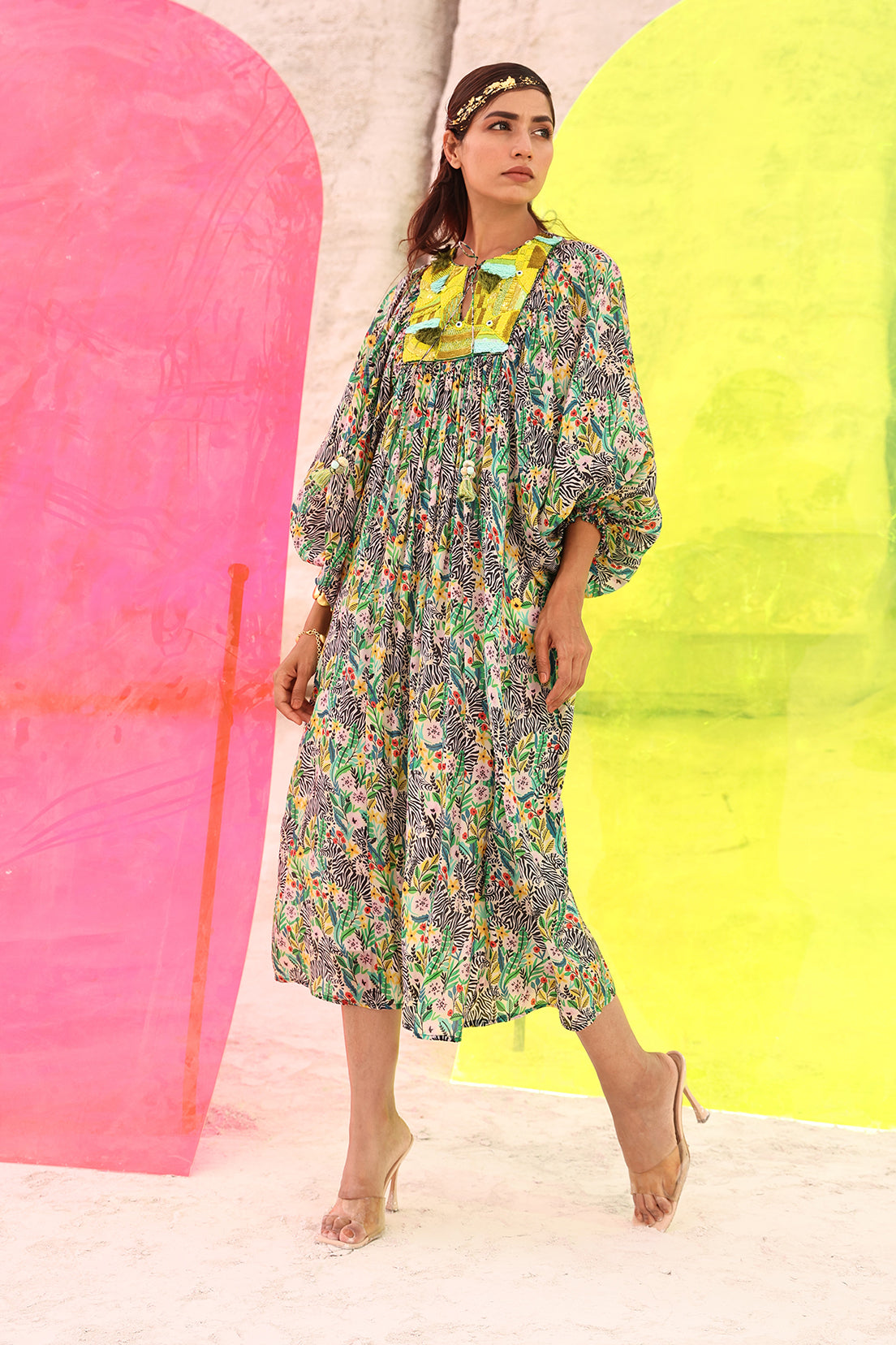 Zebrula Yoke Gather - Dress