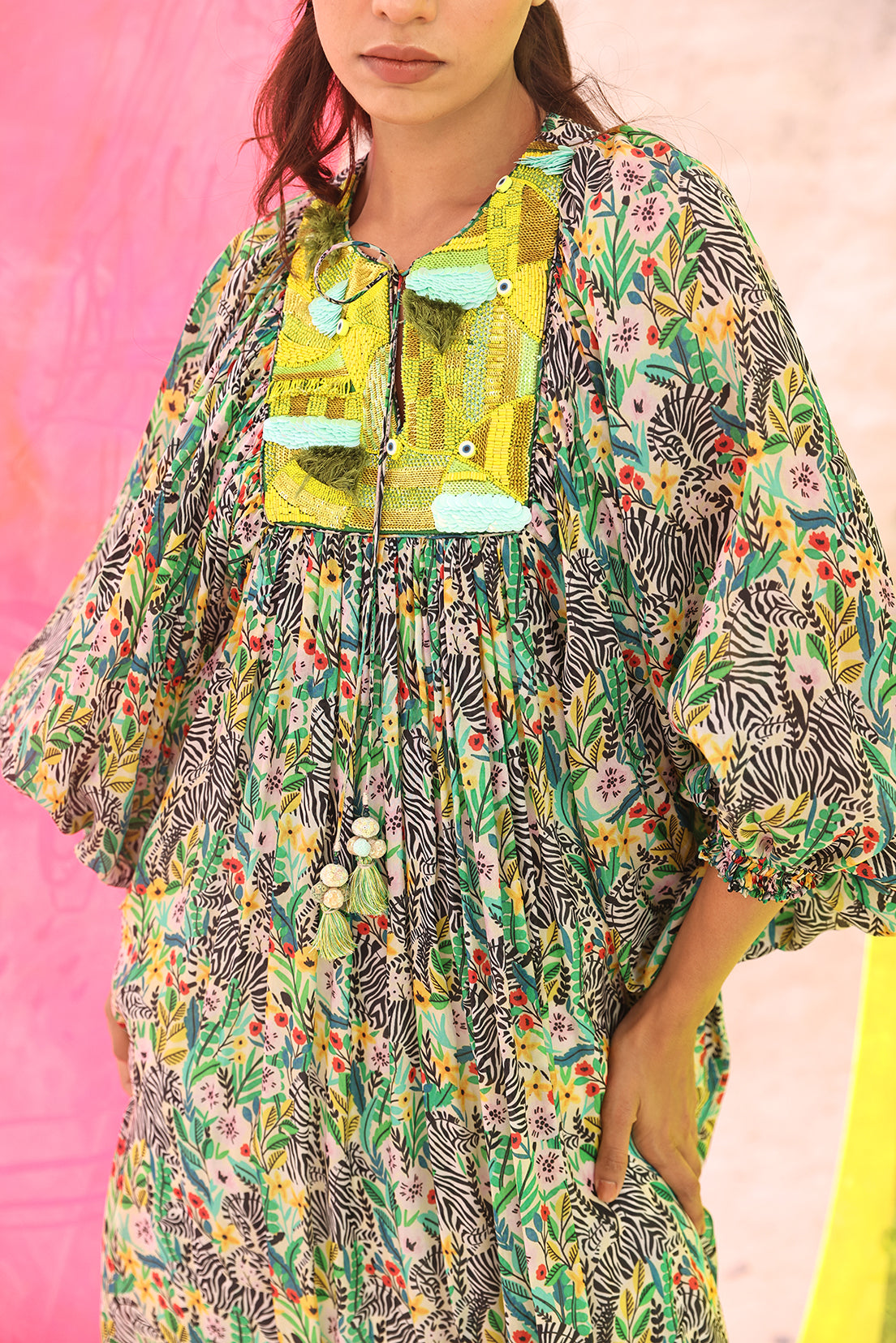 Zebrula Yoke Gather - Dress