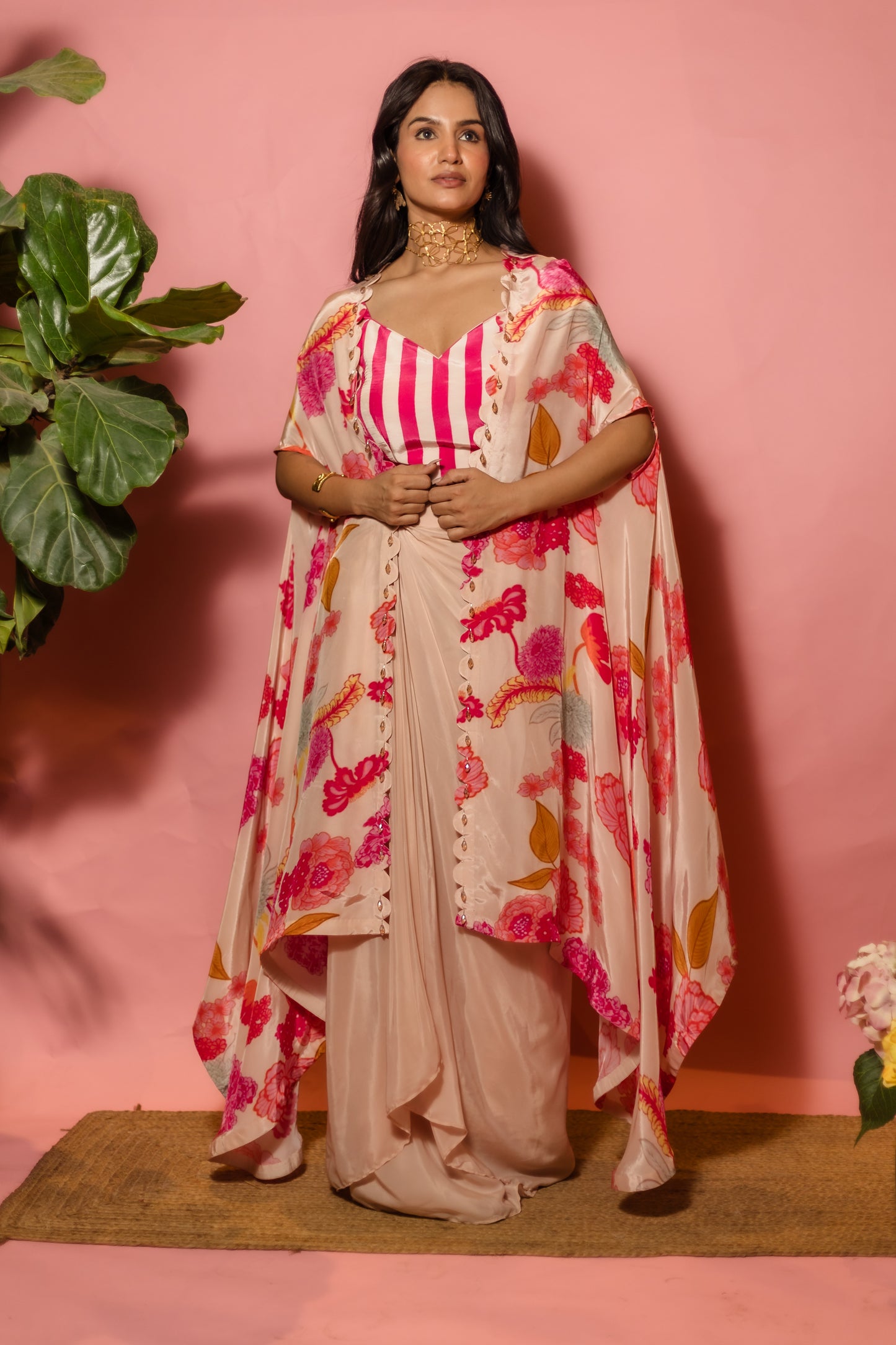 Peachy Bloom Cape set