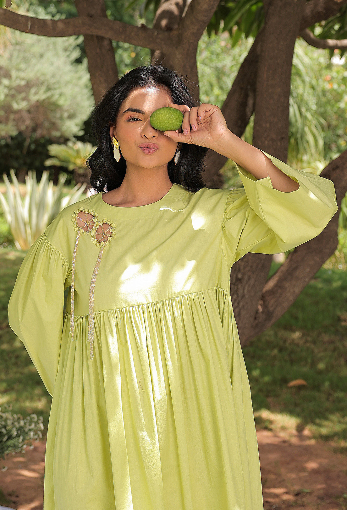 Circular Web Yoke Gather - Dress