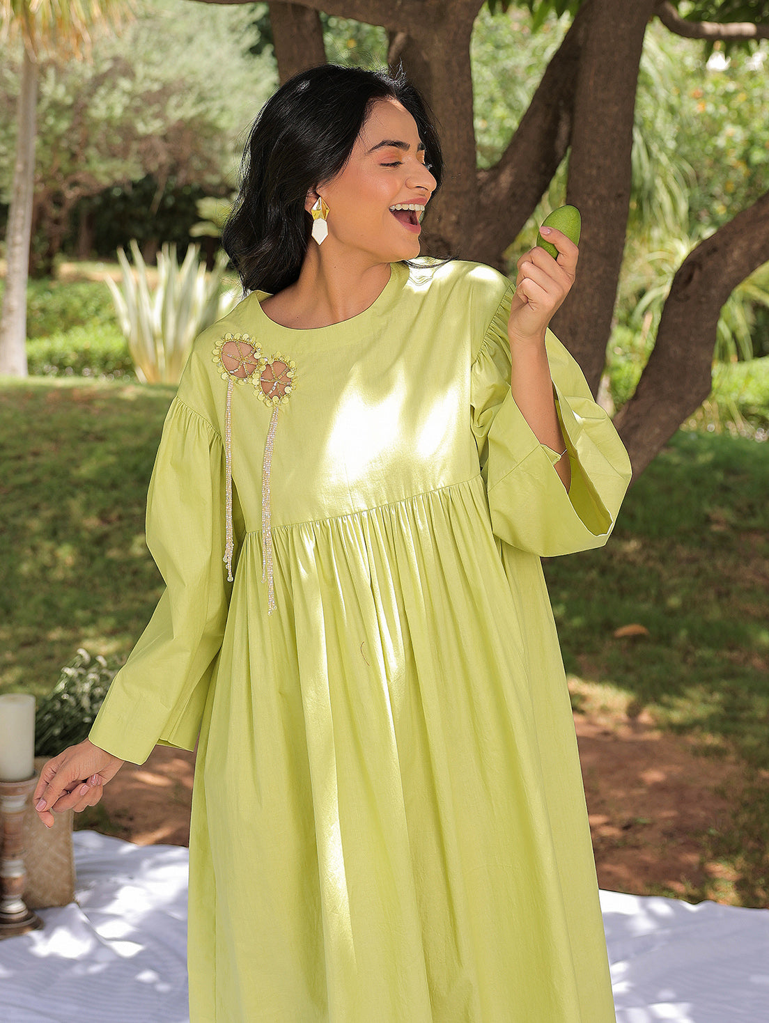 Circular Web Yoke Gather - Dress
