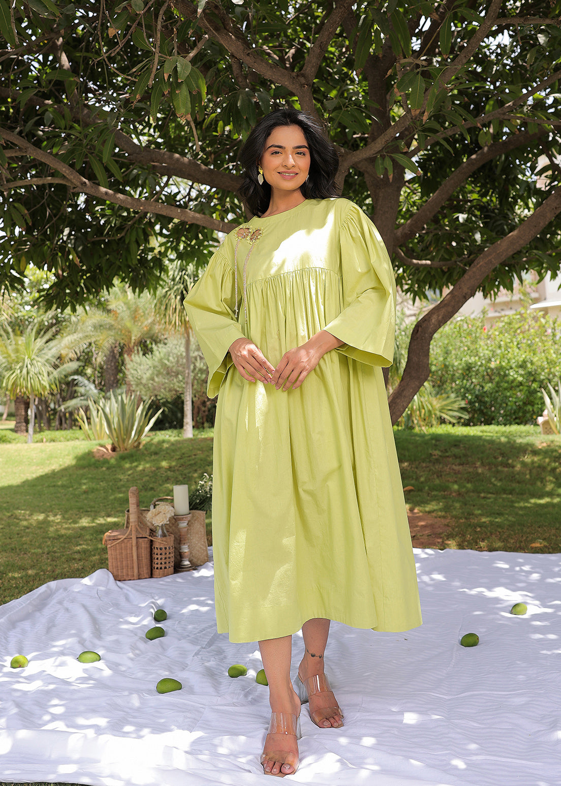 Circular Web Yoke Gather - Dress