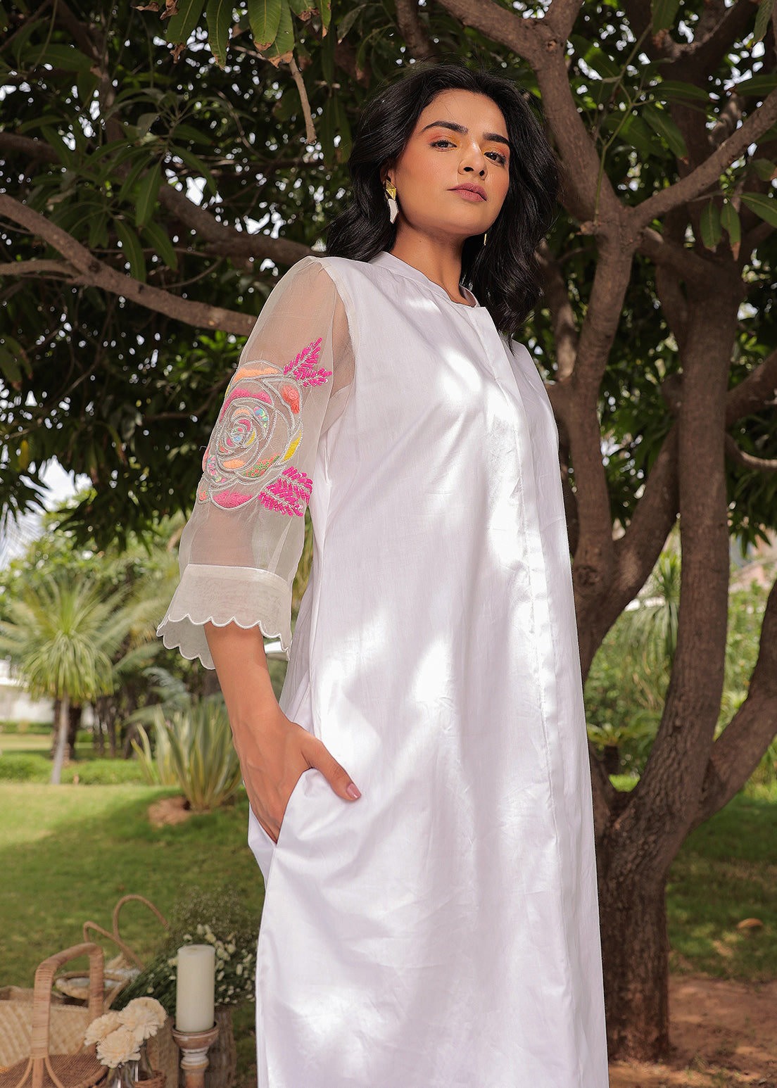Jewelled Rose Bud - Shirt Dress