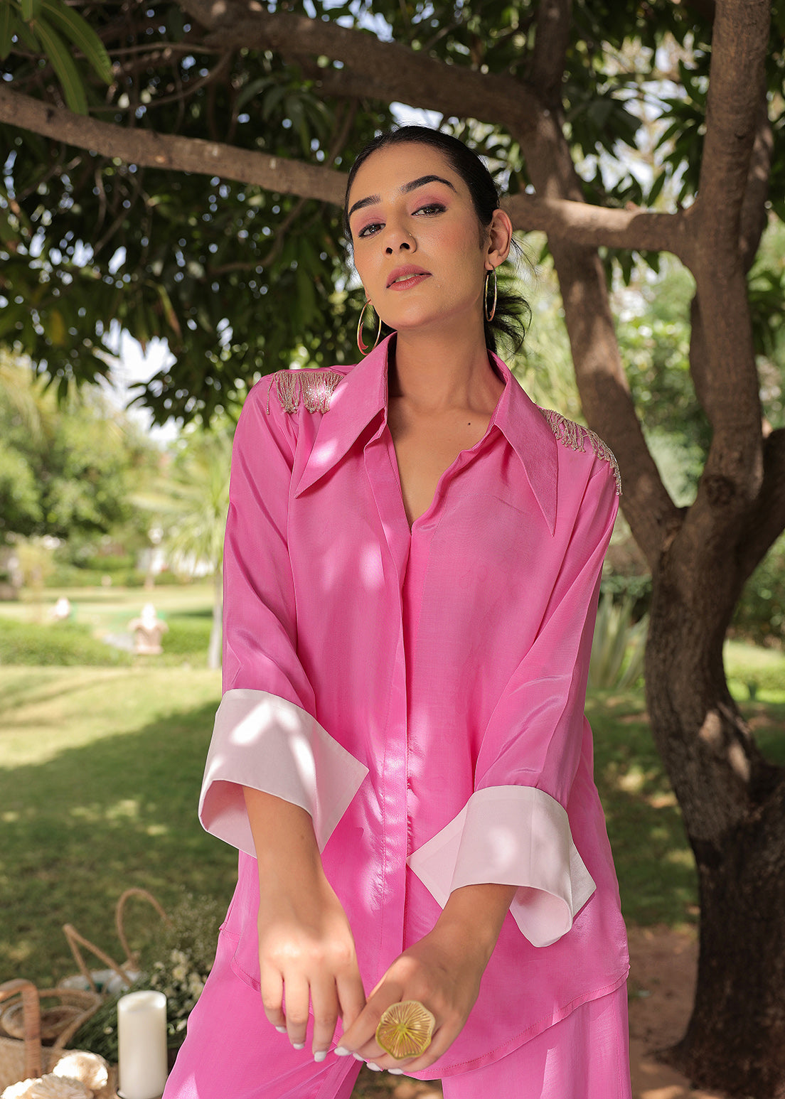 Hand Cuff Back Tassel - Shirt Set