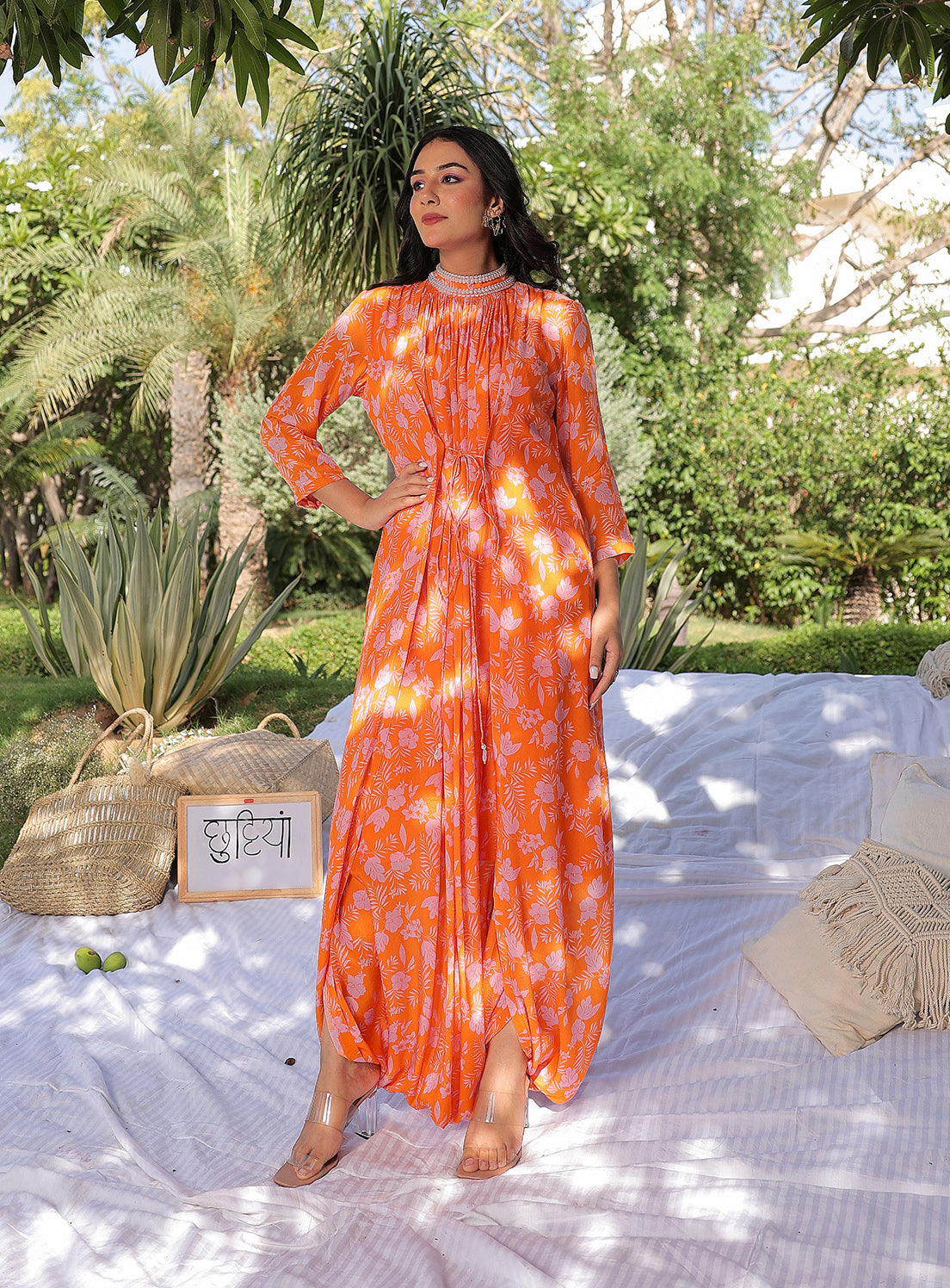 Tangerine Pearl Chokered Harem - Jumpsuit