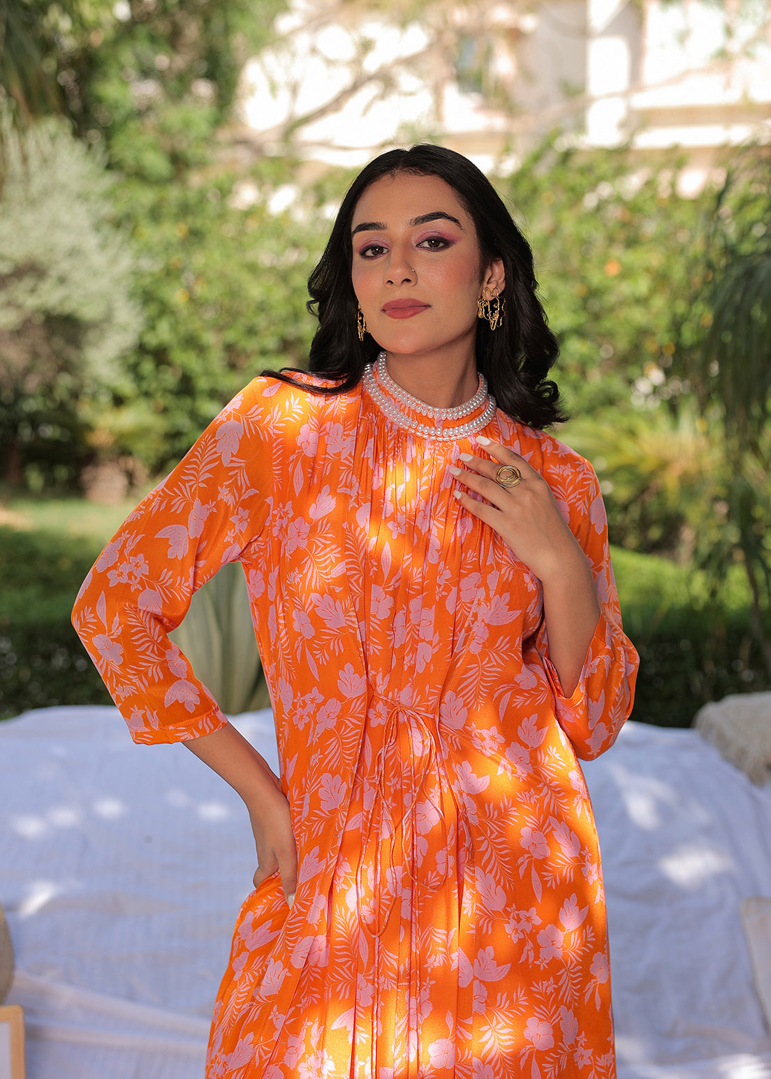 Tangerine Pearl Chokered Harem - Jumpsuit