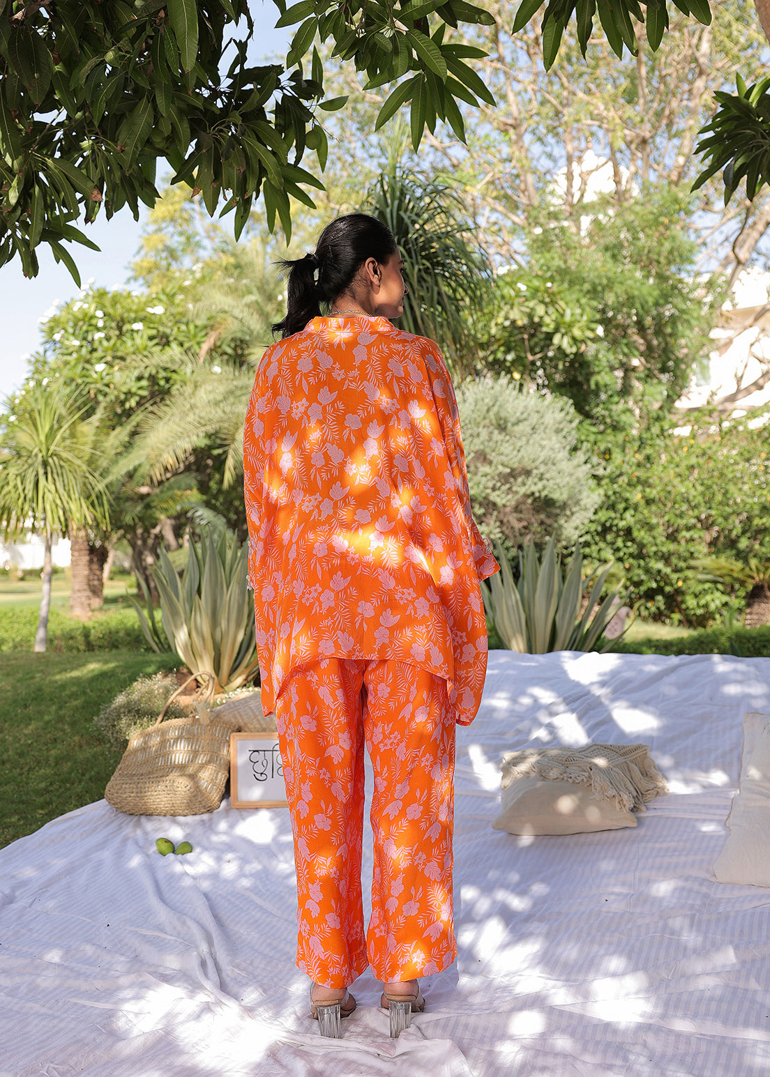 Tangerine Tasseled Cuff - Shirt Set