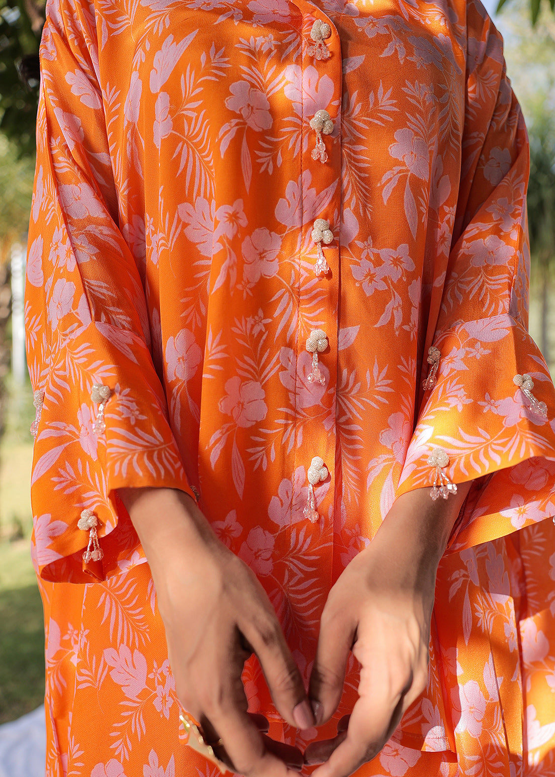 Tangerine Tasseled Cuff - Shirt Set