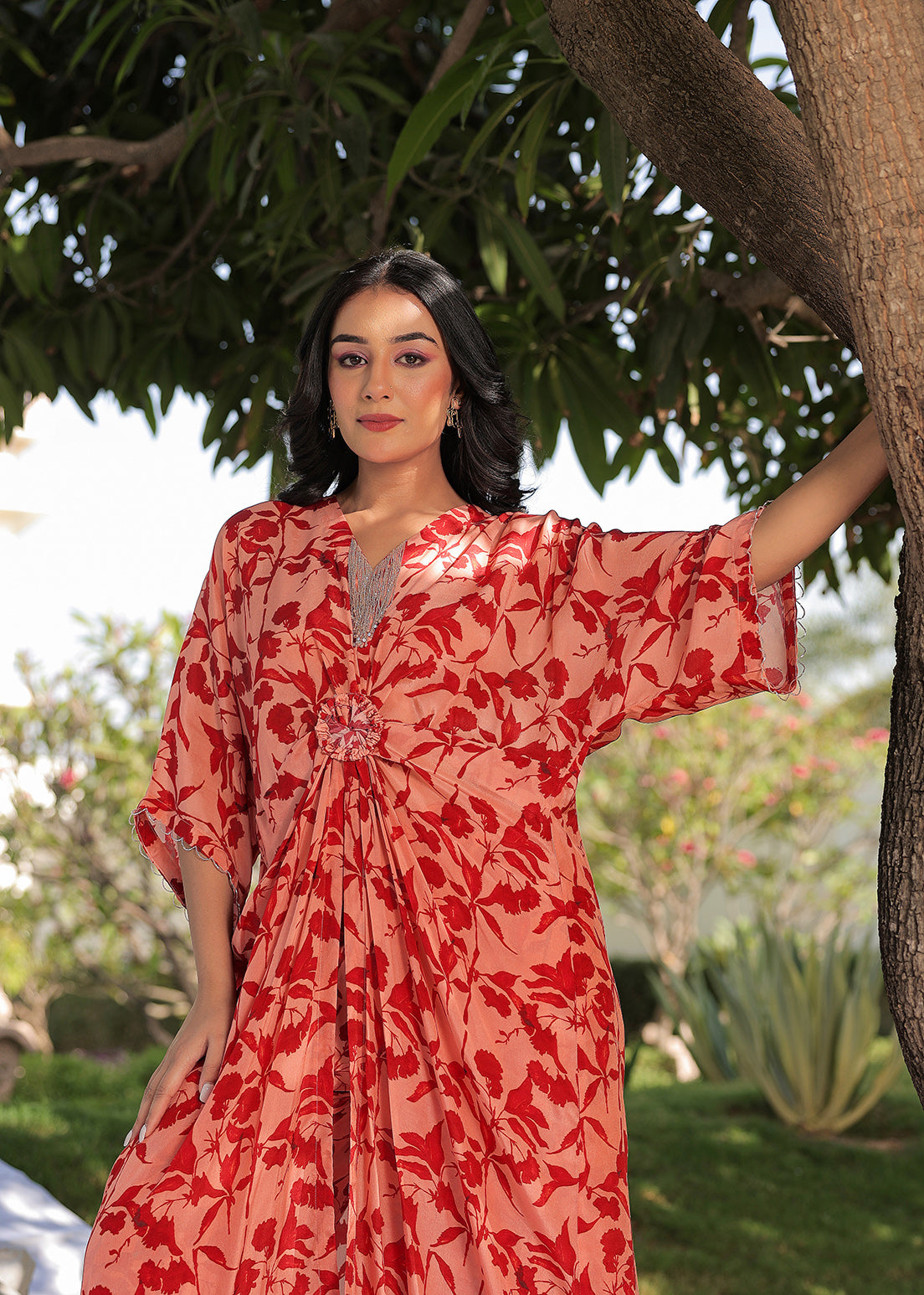 Ebony Peachy Bloom Ring - Kurta Set
