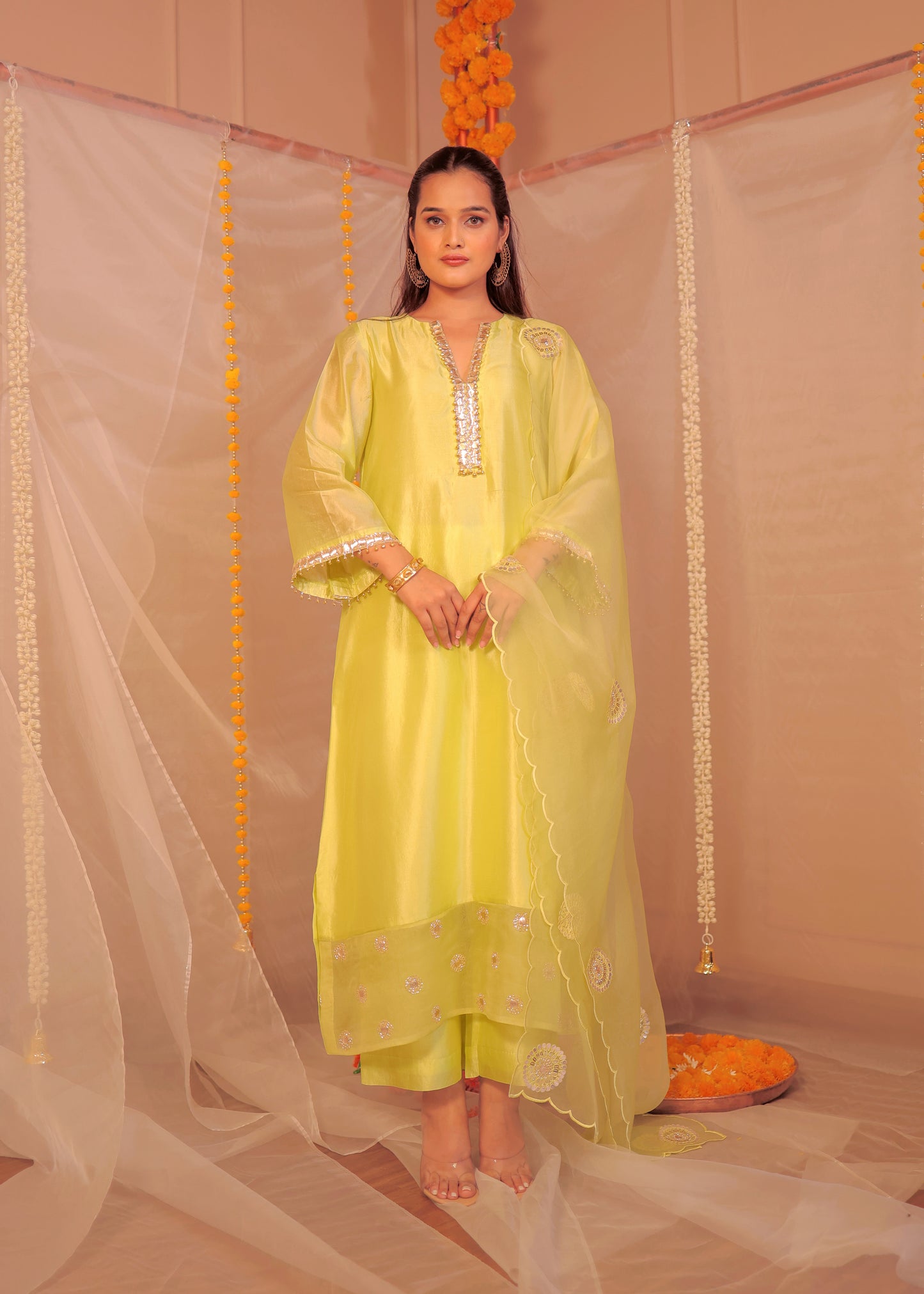 Phulkari Hariyali Laddoo-Suit Set