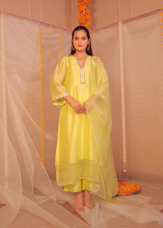 Phulkari Hariyali Laddoo-Suit Set