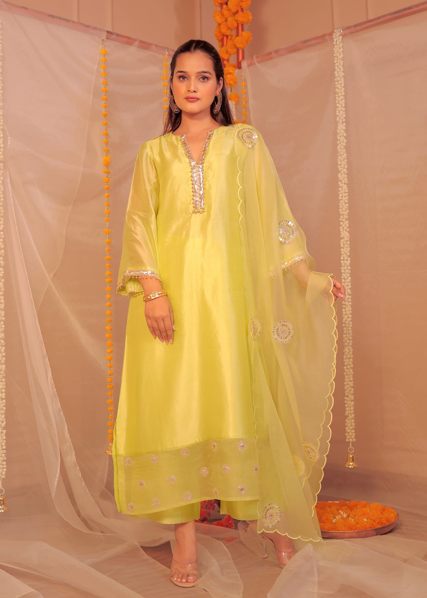 Phulkari Hariyali Laddoo-Suit Set