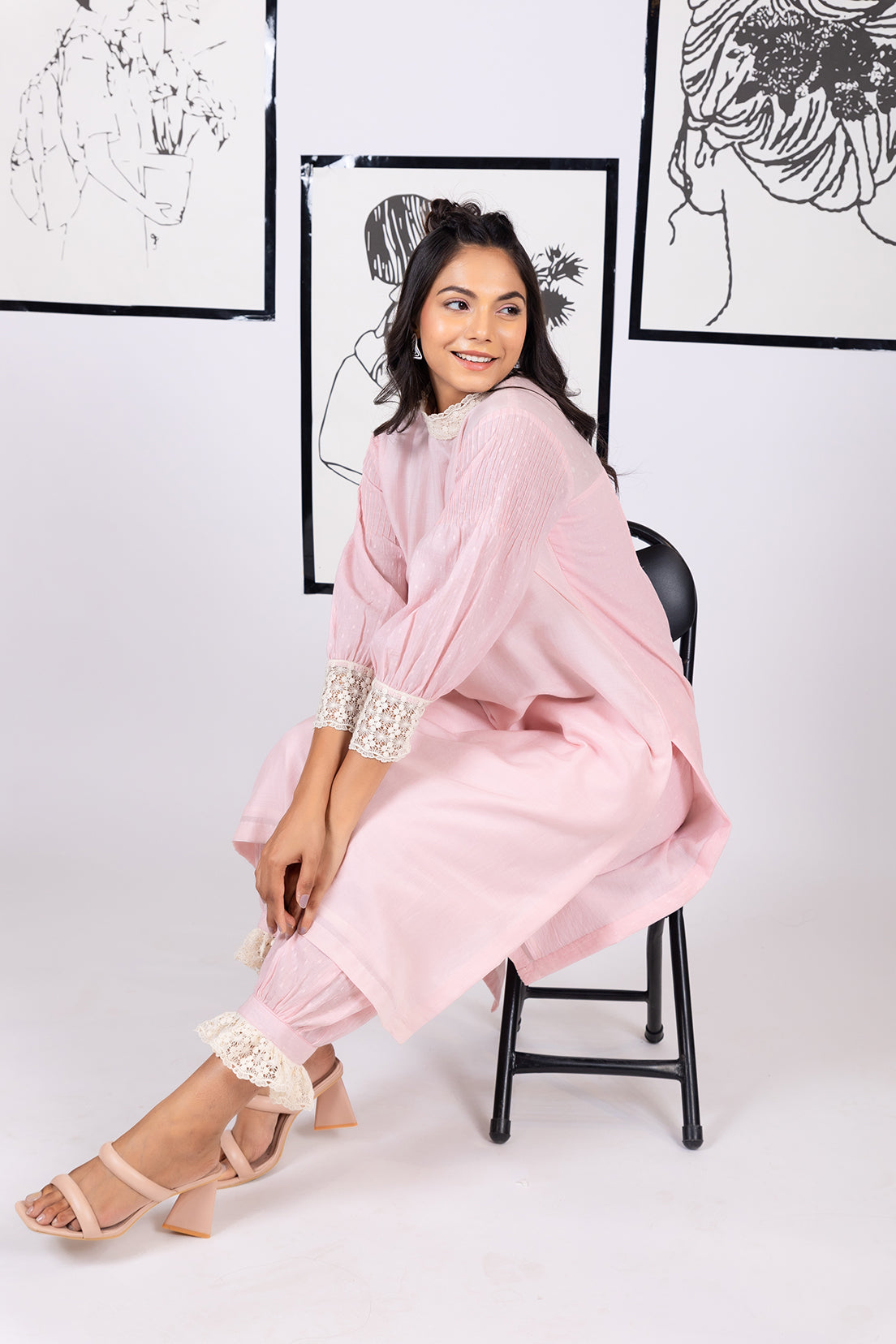 Floral Feather Yoke - Kurta Set