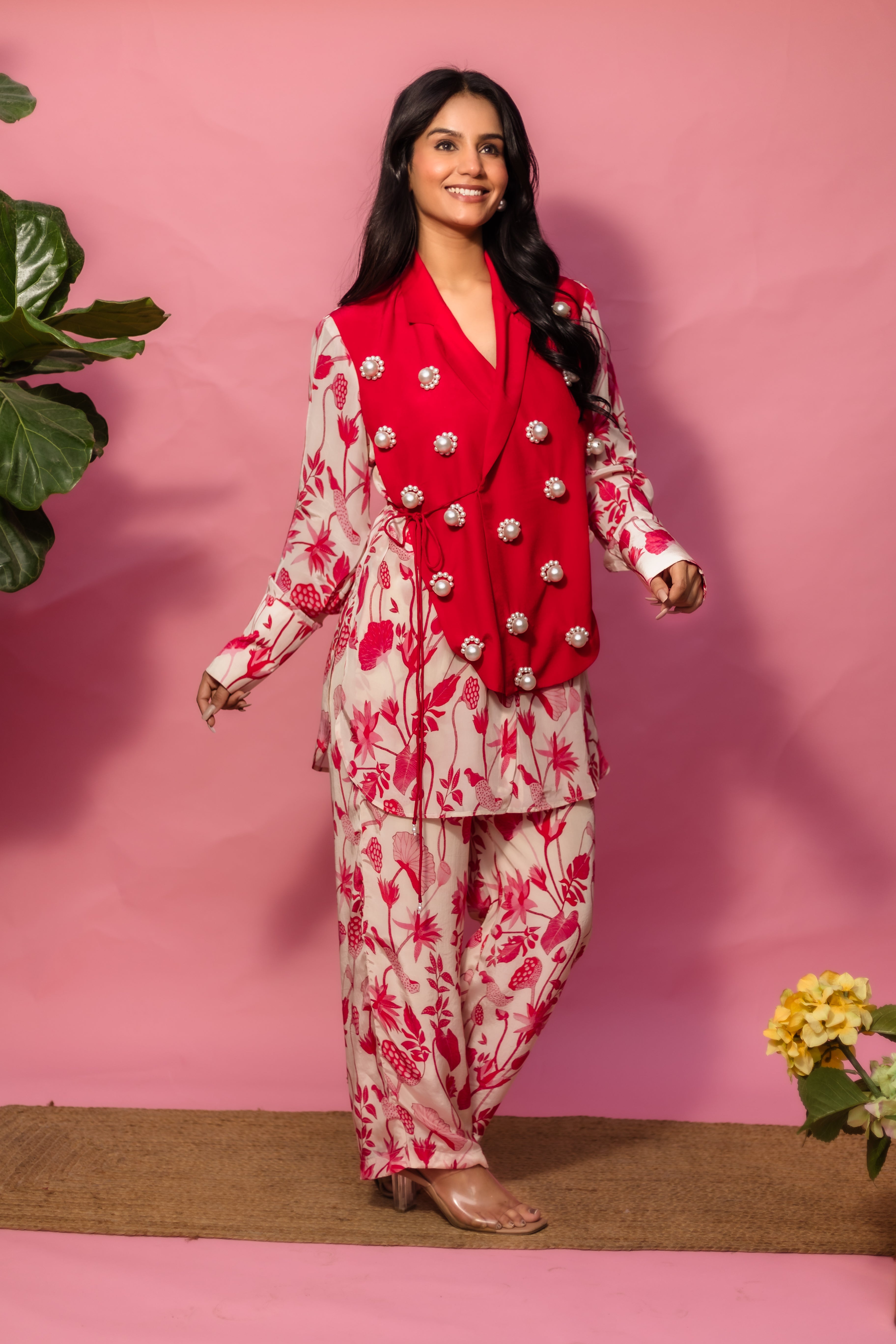 Blush Pod Half Coat Shirt With Pant