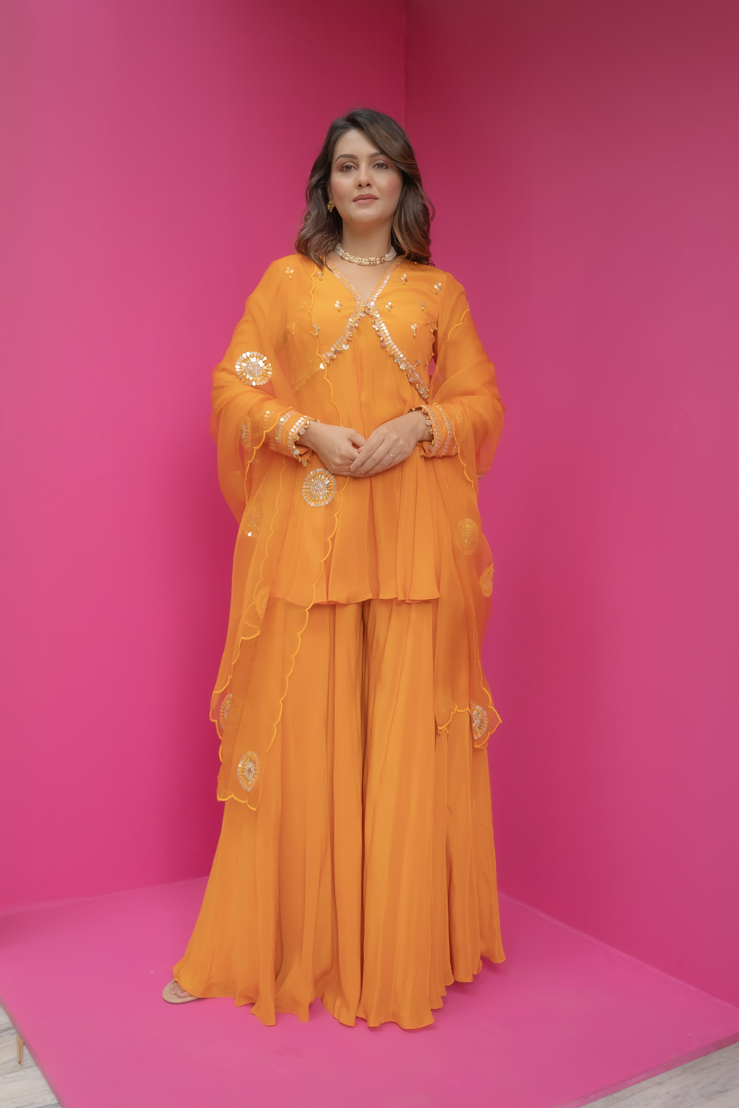 Suneher Phulkari Kurti - Saharara Set