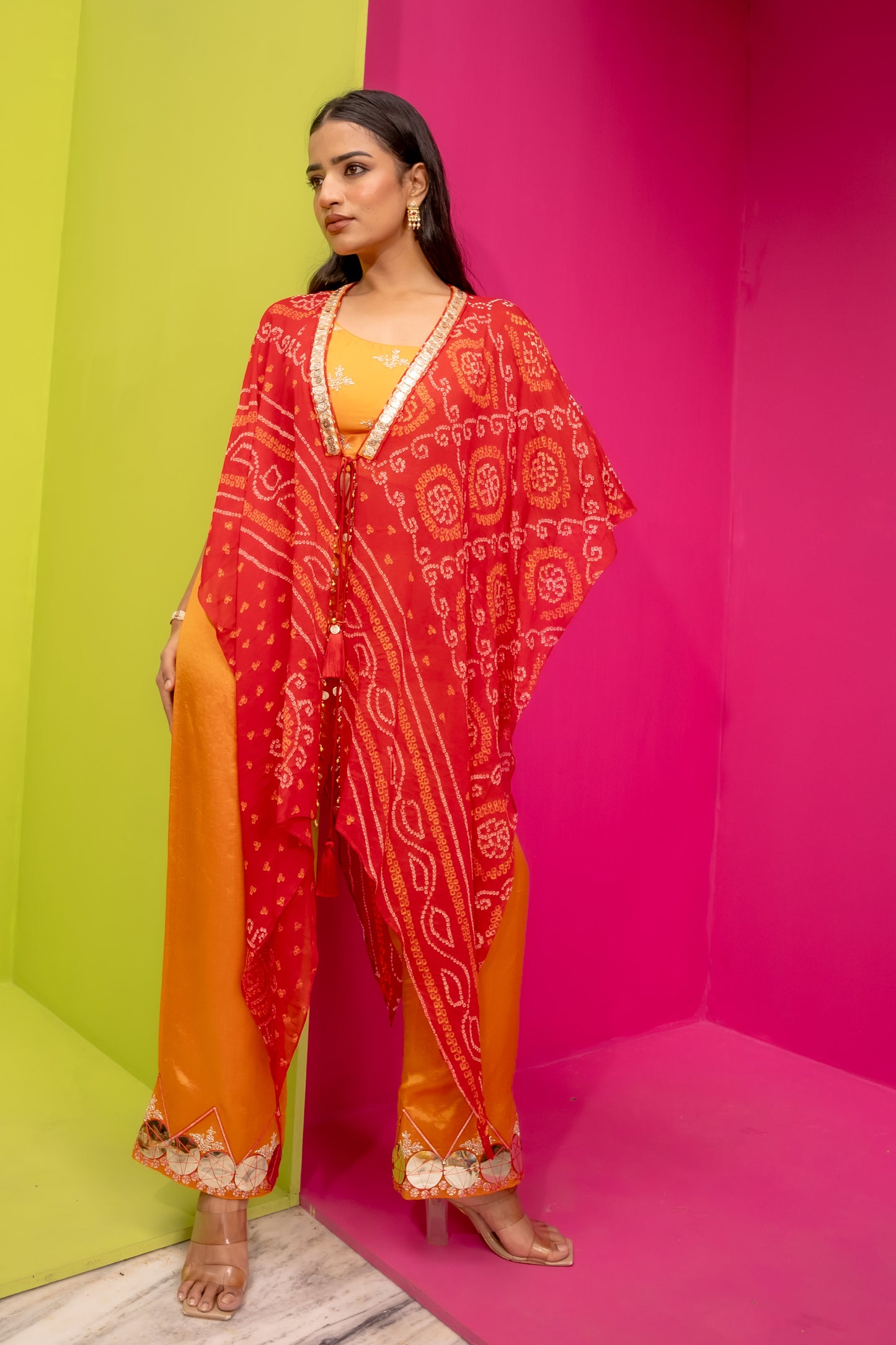 Bhandej Rang Bahaar - Kaftan, Spaghetti W/D Pants