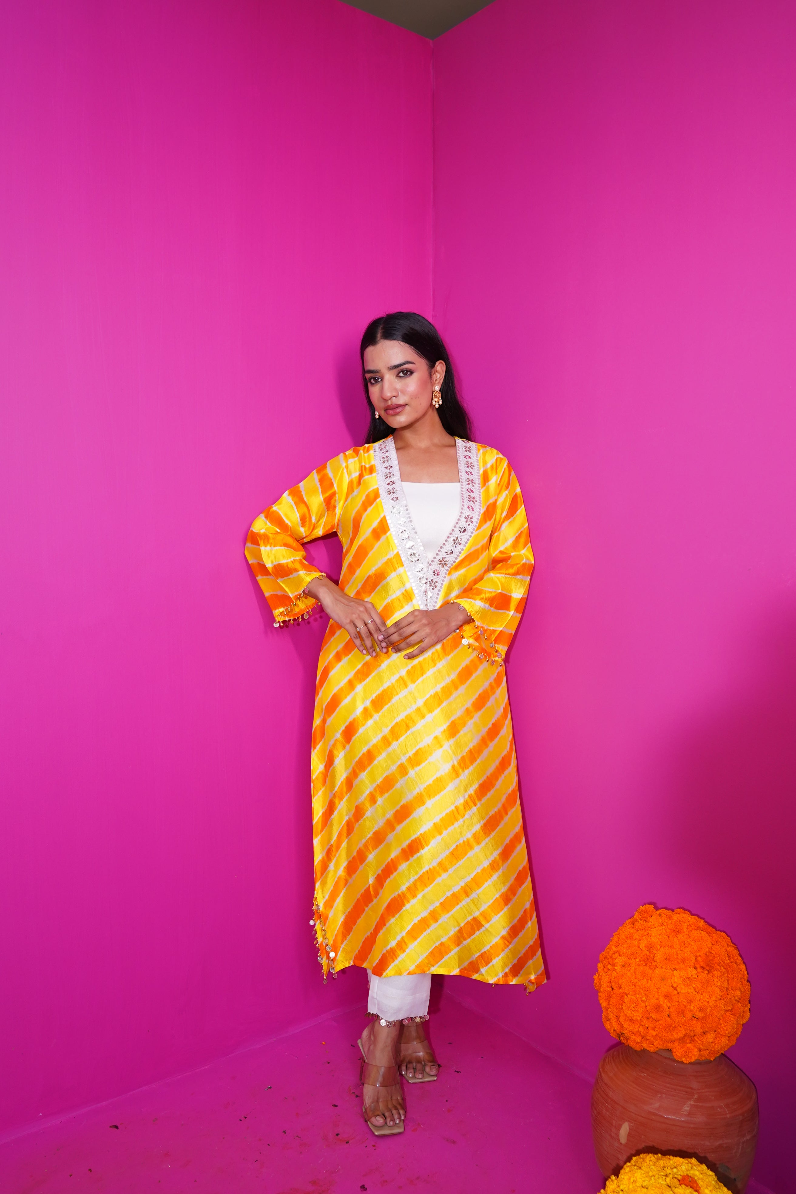 Kesar Amber Bahar Leheriya - Kurta With Pants