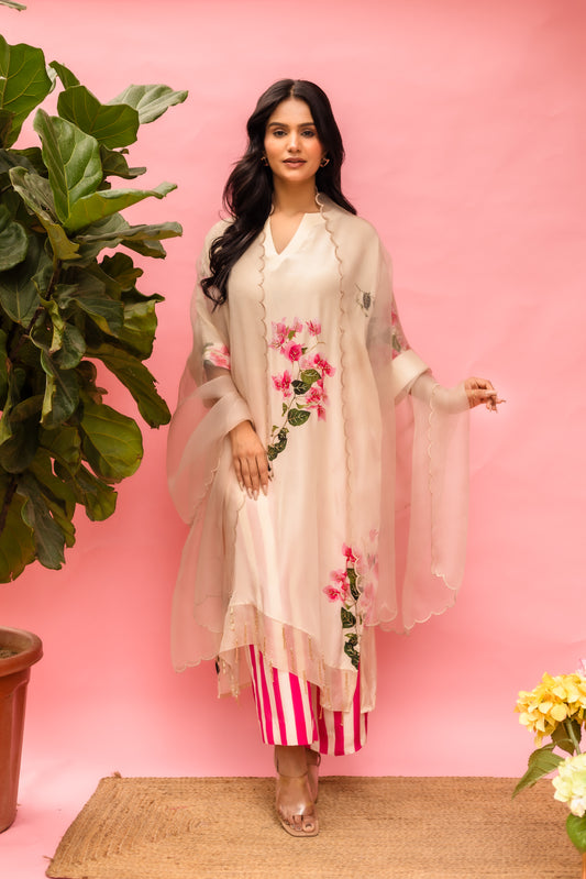 Bougain Breeze straight-cut kurta