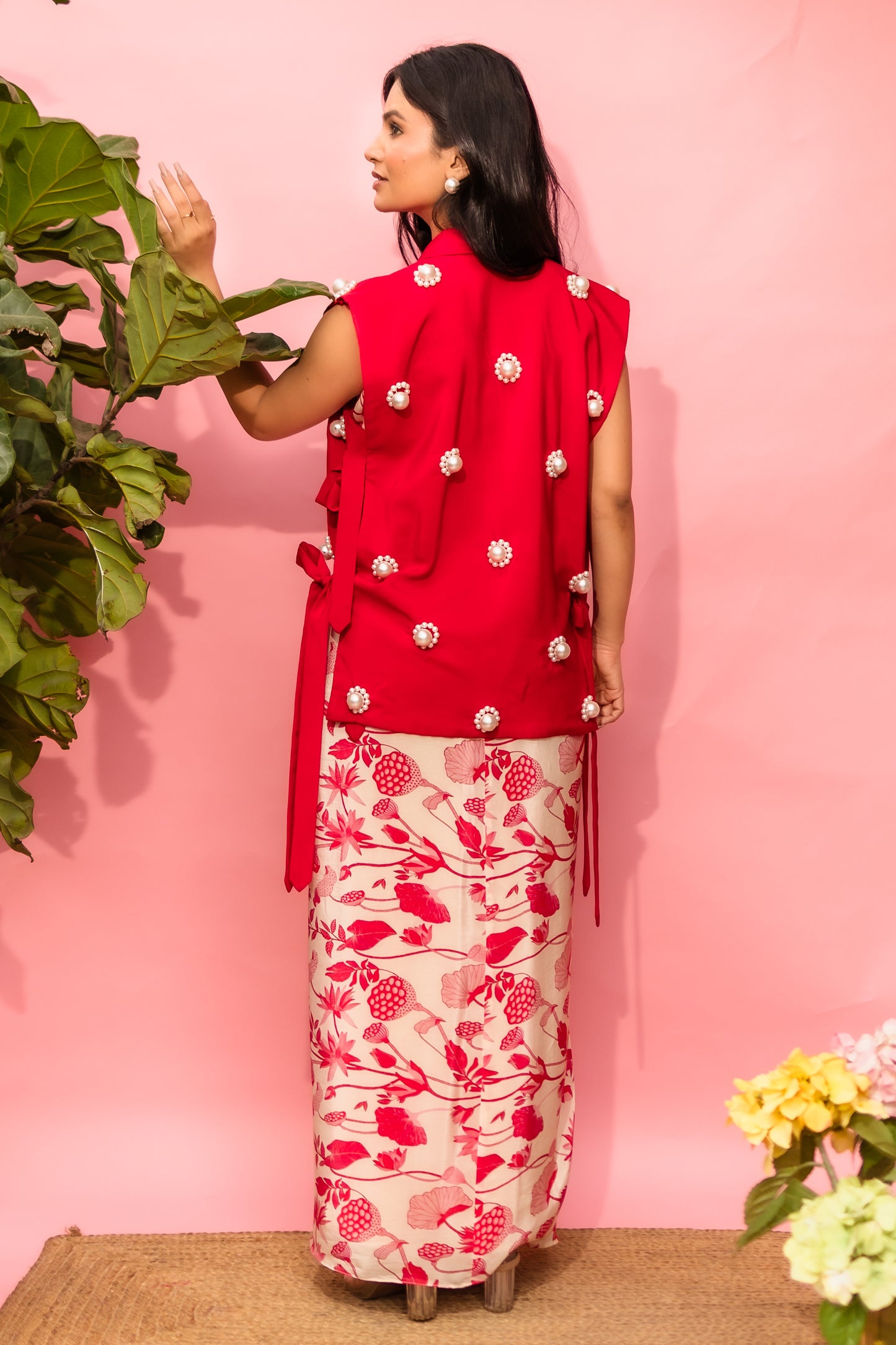 Blush Pod Drape Dress with Coat Capelet