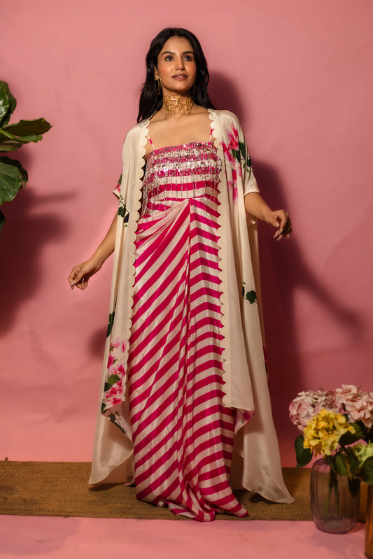 Bougain Breeze Dress With Cape