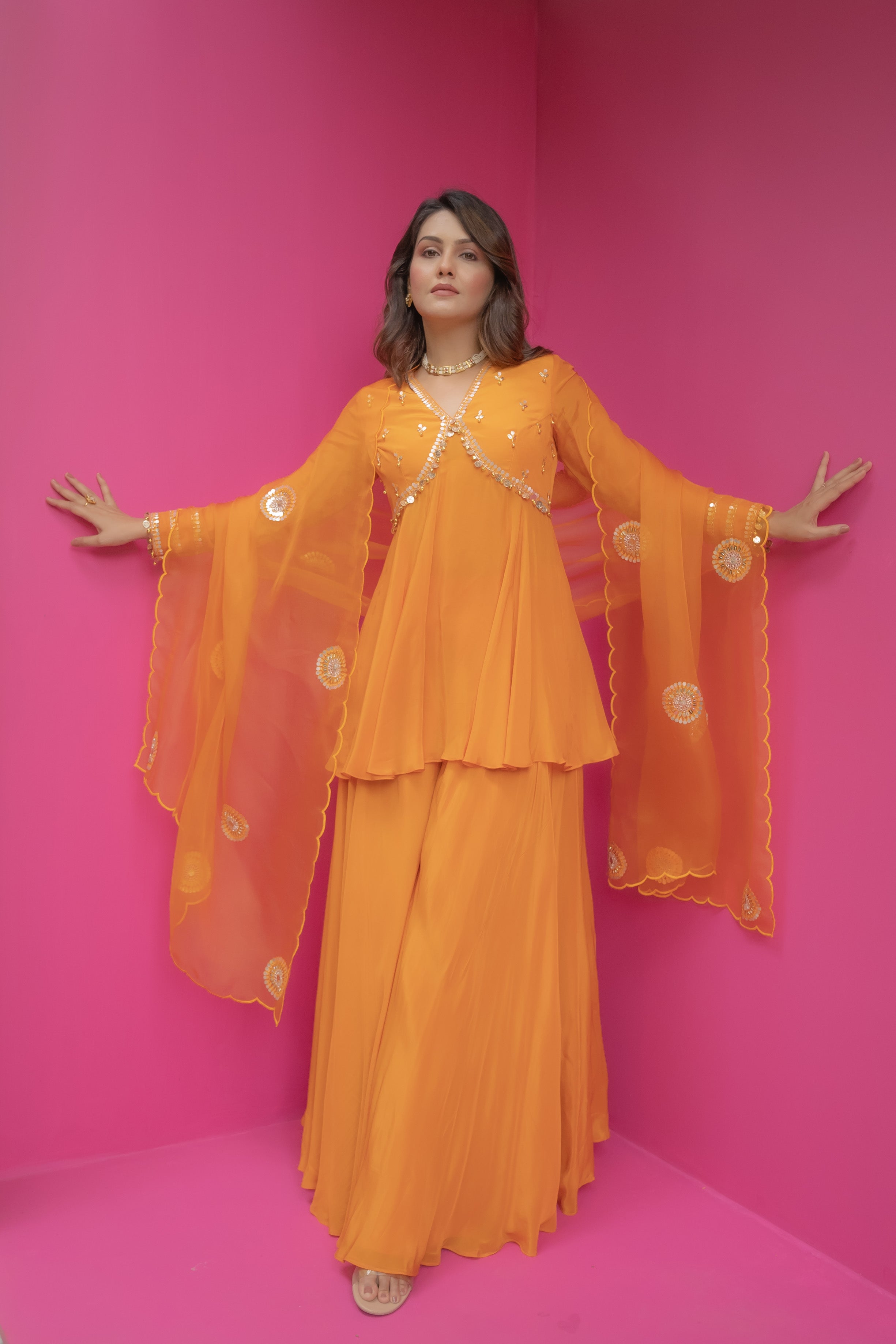 Suneher Phulkari Kurti - Saharara Set