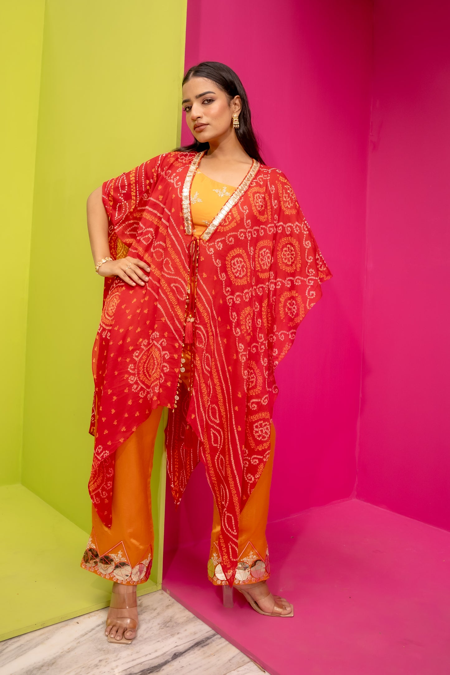 Bhandej Rang Bahaar - Kaftan, Spaghetti W/D Pants