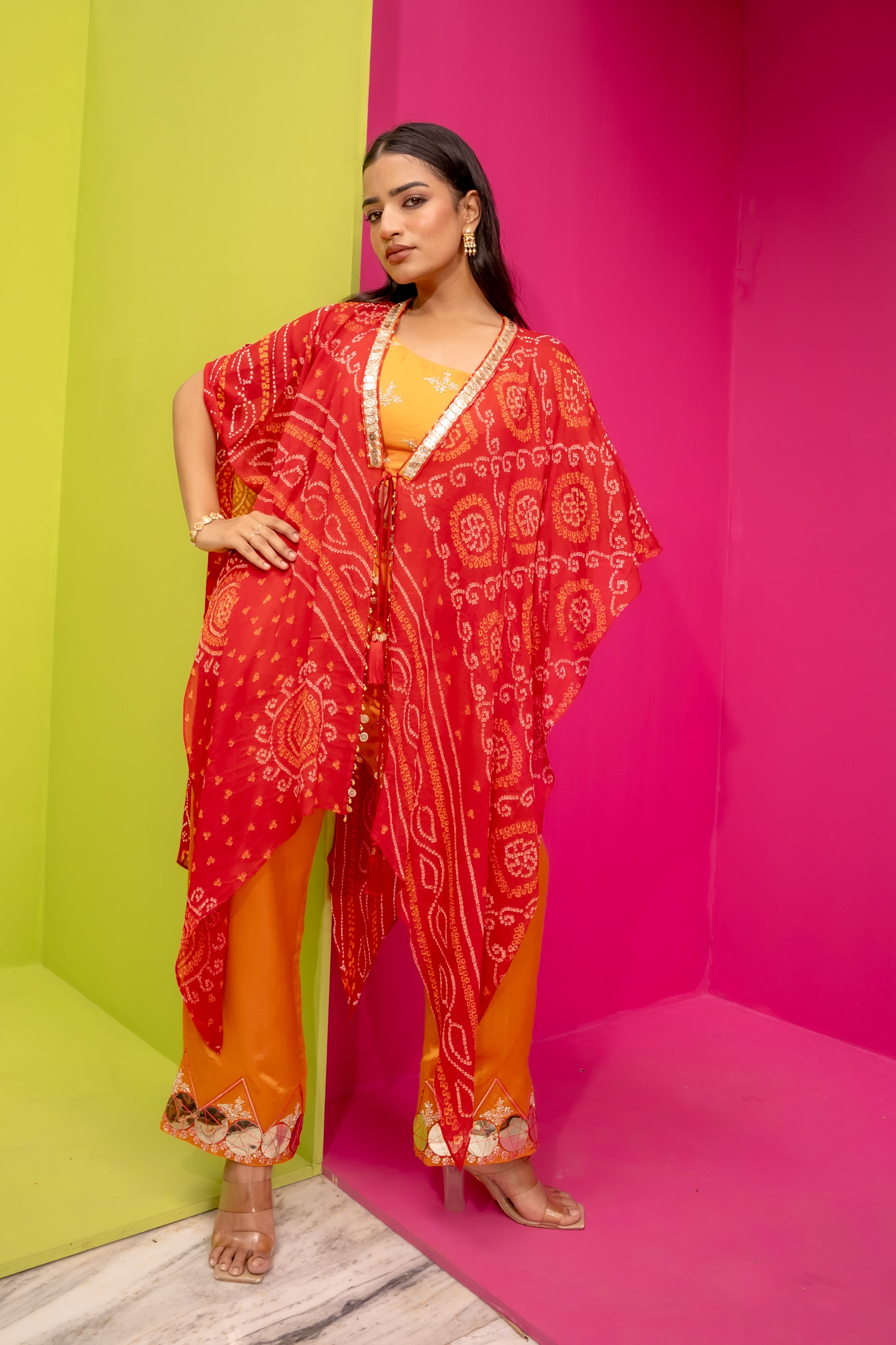 Bhandej Rang Bahaar - Kaftan, Spaghetti W/D Pants