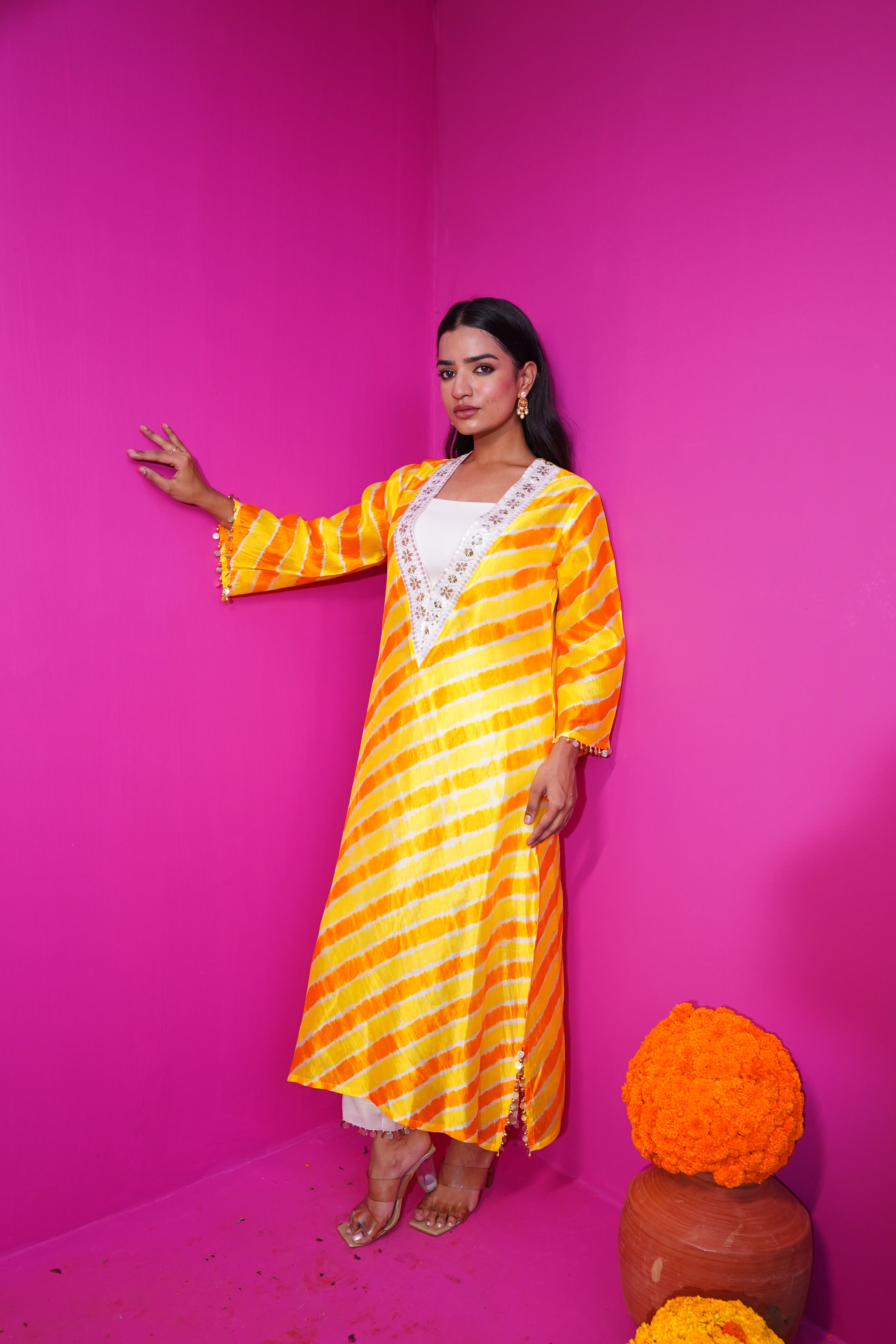 Kesar Amber Bahar Leheriya - Kurta With Pants