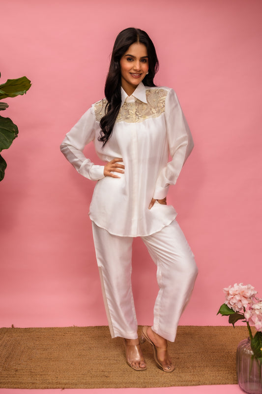 French Knot Moti Yoke Shirt Set