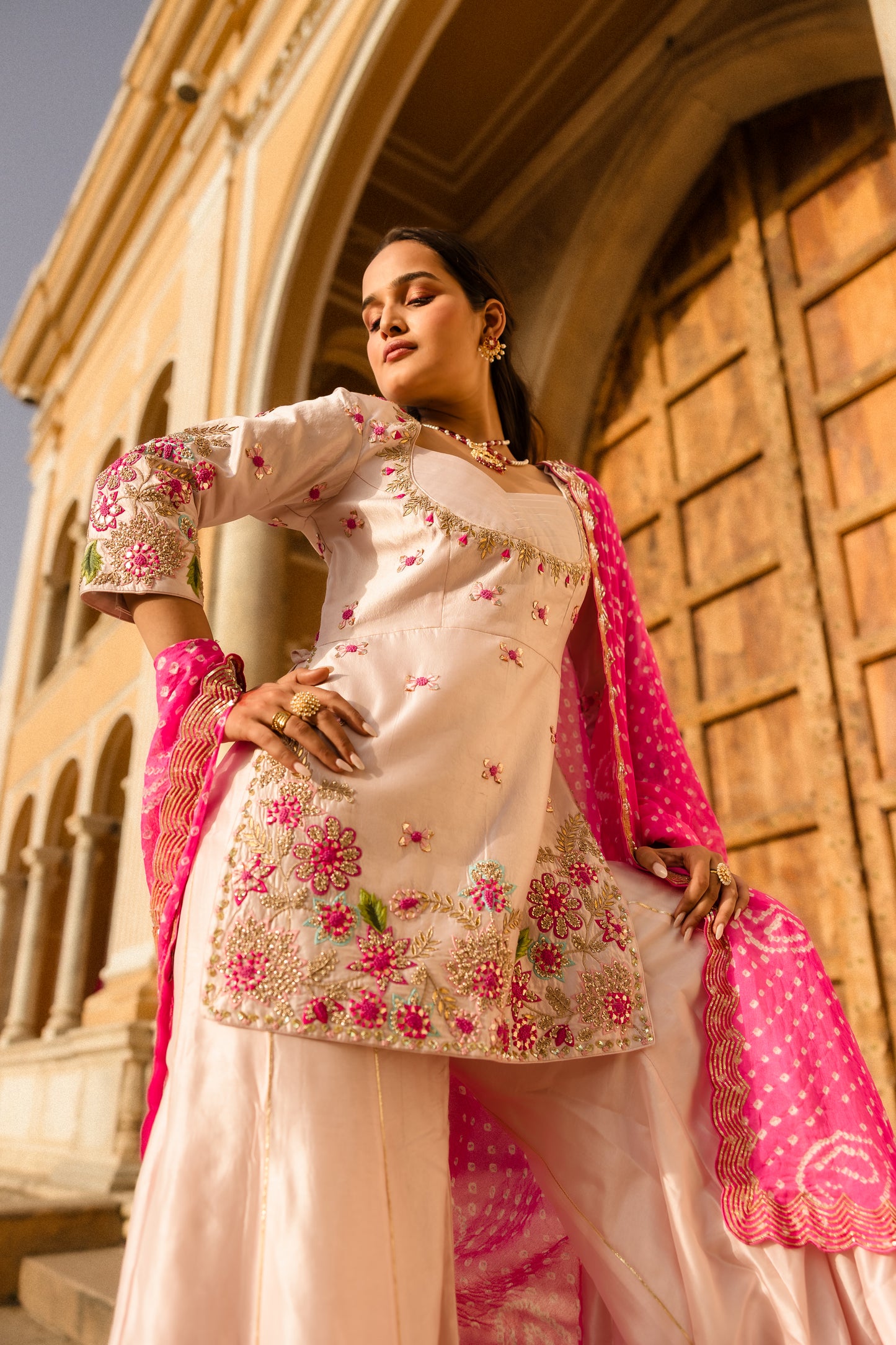 Gota Gulbaag Peplum  w/d Gota Palazzo & Bhandej  Dupatta