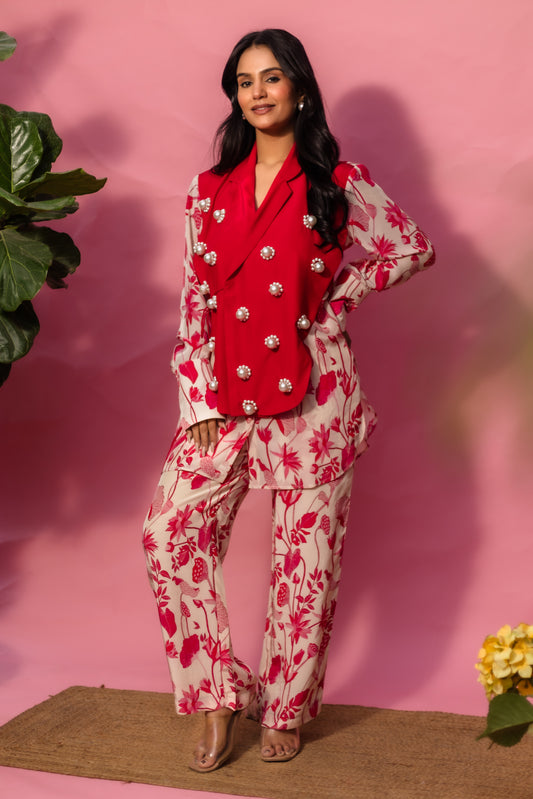 Blush Pod Half Coat Shirt With Pant